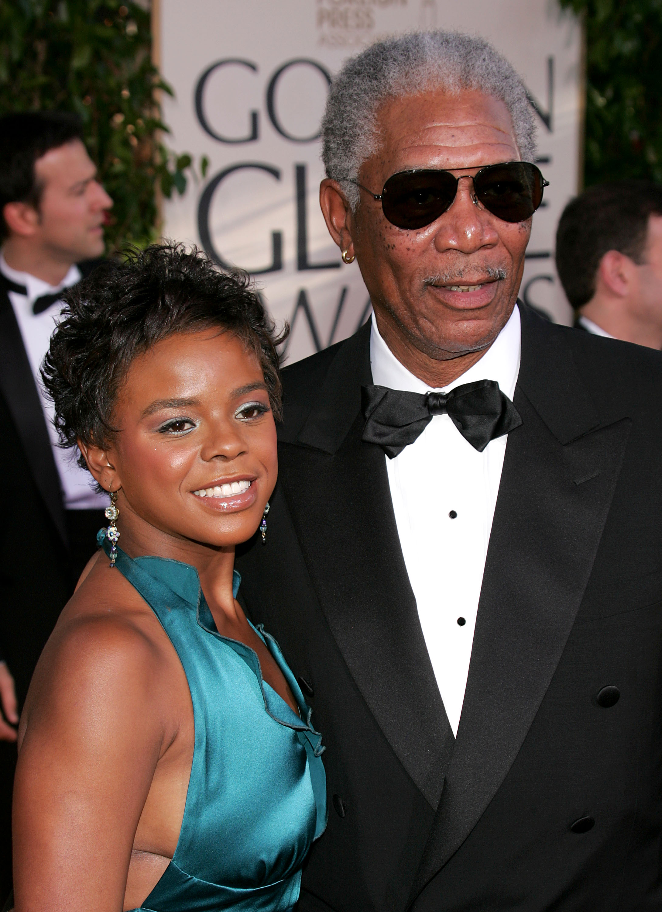 Actor Morgan Freeman and granddaughter E'Dena Hines arrive to the 62nd Annual Golden Globe Awards at the Beverly Hilton Hotel January 16, 2005 in Beverly Hills, California. (Kevin Winter—Getty Images)