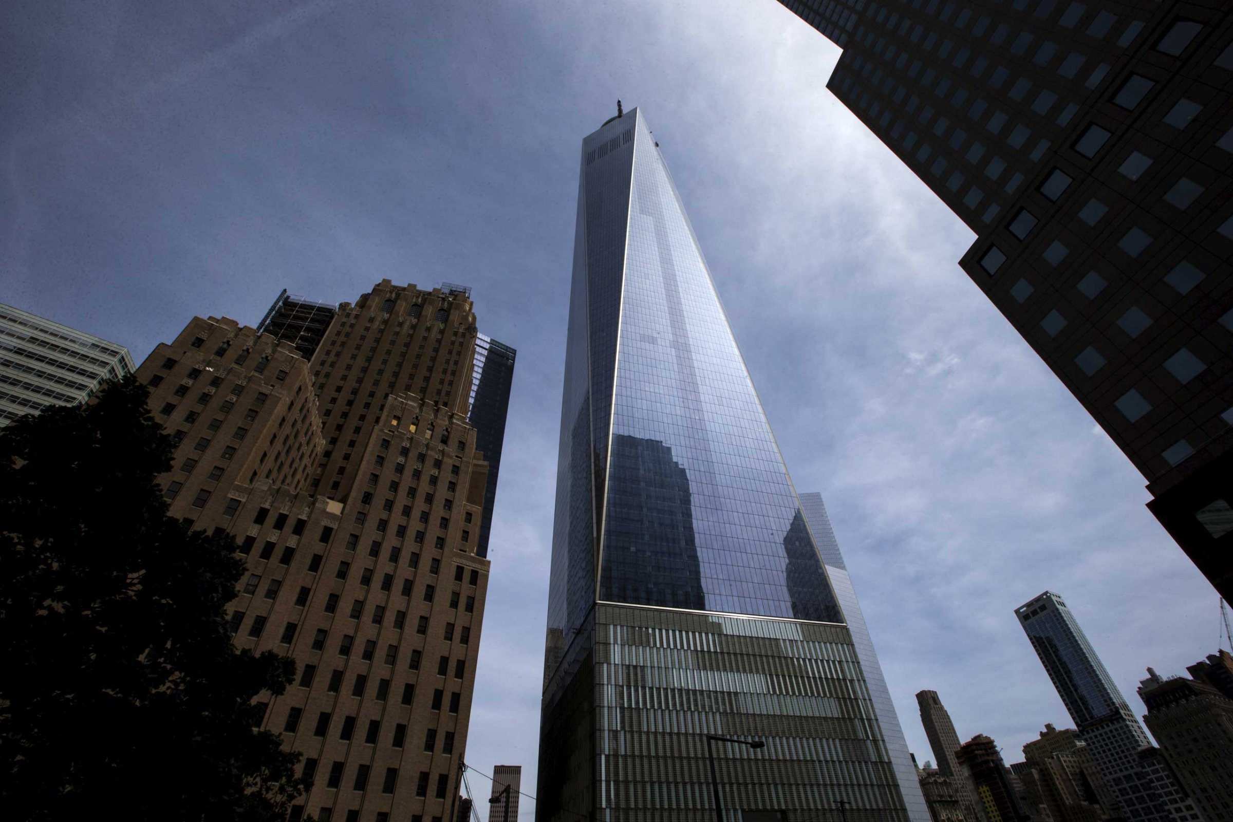 The One World Trade Center Tower is seen from West Street in New York