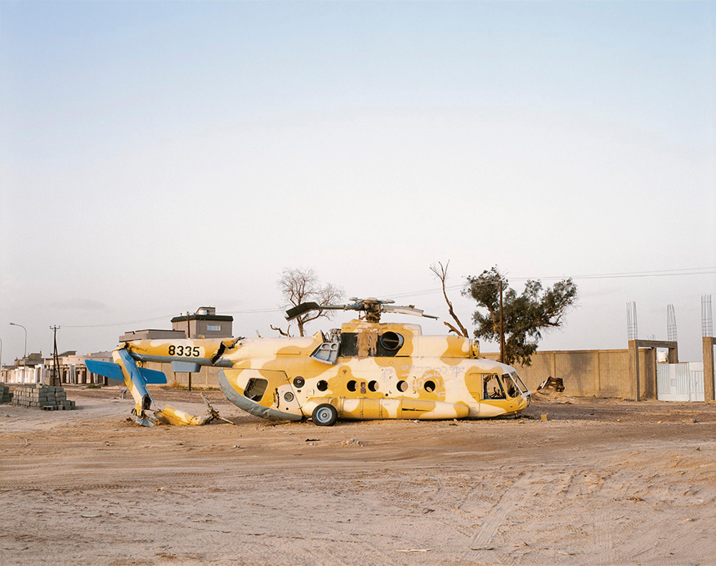 Murzuk, Southern Libya, March 2015.The remains of a Libyan National Army MI8 helicopter that crash-landed from overloading in 2012, during the reconciliation tour operated in Southern Libya by the Tripoli authorities.