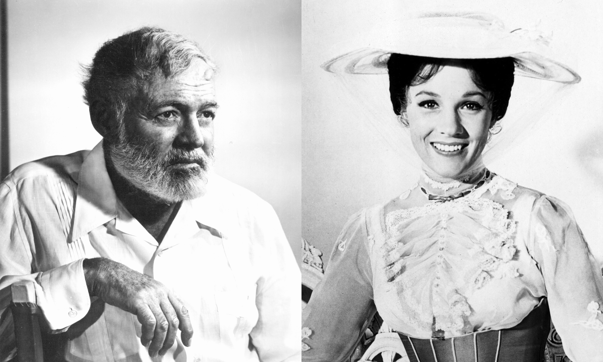 Undated file photo of writer, journalist and American war correspondent, Ernest Hemingway.
                      Julie Andrews as Mary Poppins in the 1964 film. (Getty Images, Walt Disney)