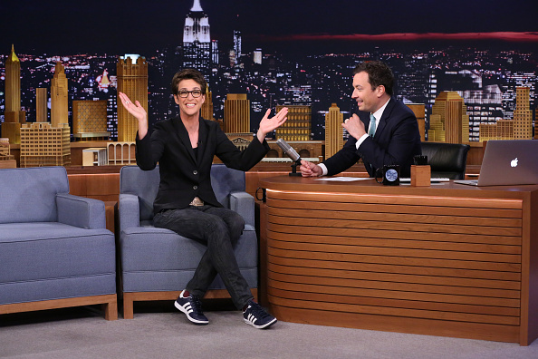 Rachel Maddow with host Jimmy Fallon on "The Tonight Show Starring Jimmy Fallon" on Aug. 20, 2015.