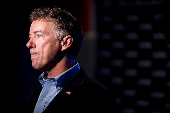 Presidential candidate Sen. Rand Paul, R-Ky., speaks with the media at the Pints for Liberty event at Rat River Brewery in Columbia, S.C., on Friday, Aug. 7, 2015.