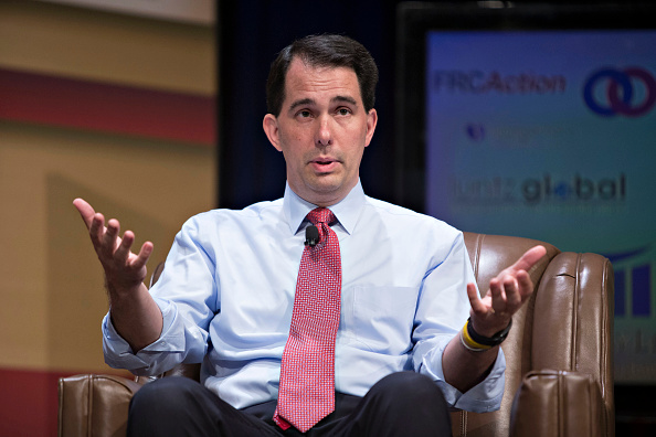 Scott Walker, governor of Wisconsin and Republican U.S. 2016 presidential candidate, speaks during The Family Leadership Summit in Ames, Iowa, U.S., on Saturday, July 18, 2015. (Bloomberg—Bloomberg via Getty Images)