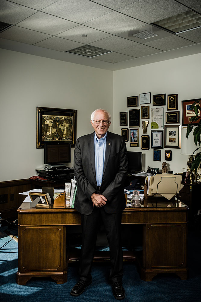 Sen. Bernie Sanders, I-Vt, photographed at his Senate office in Washington D.C. on September 15, 2015.From  The Gospel of Bernie.  September 28, 2015 issue.