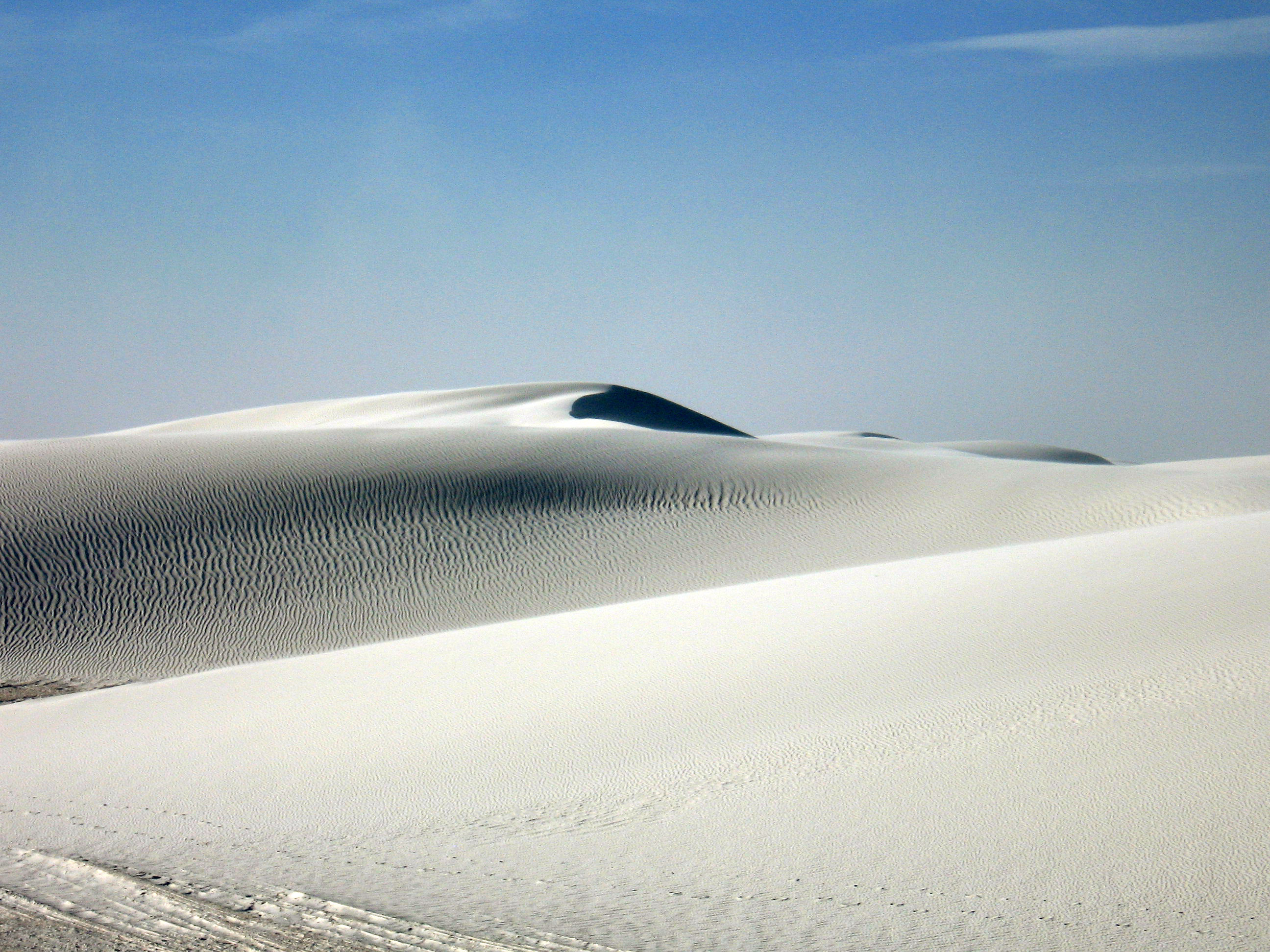 Contoured patterns in the endless white sand dunes at White Sands National Monument in New Mexico in March, 2014. (Giovanna Dell'Orto—AP)