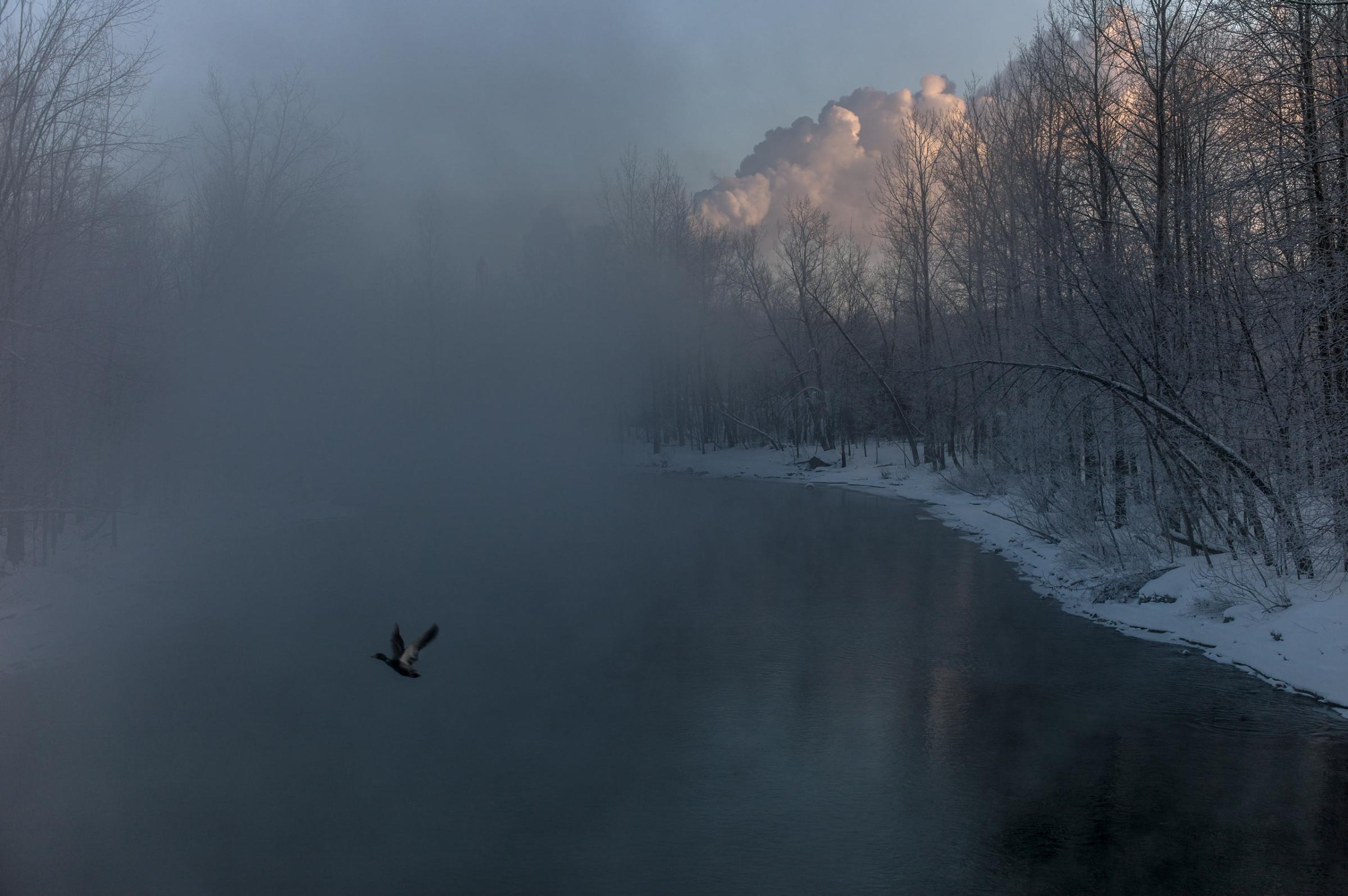 Chaudière River at sunrise, February 2014. From "Post Mégantic" by Michel Huneault, winner of the 2015 Lange-Taylor Prize.