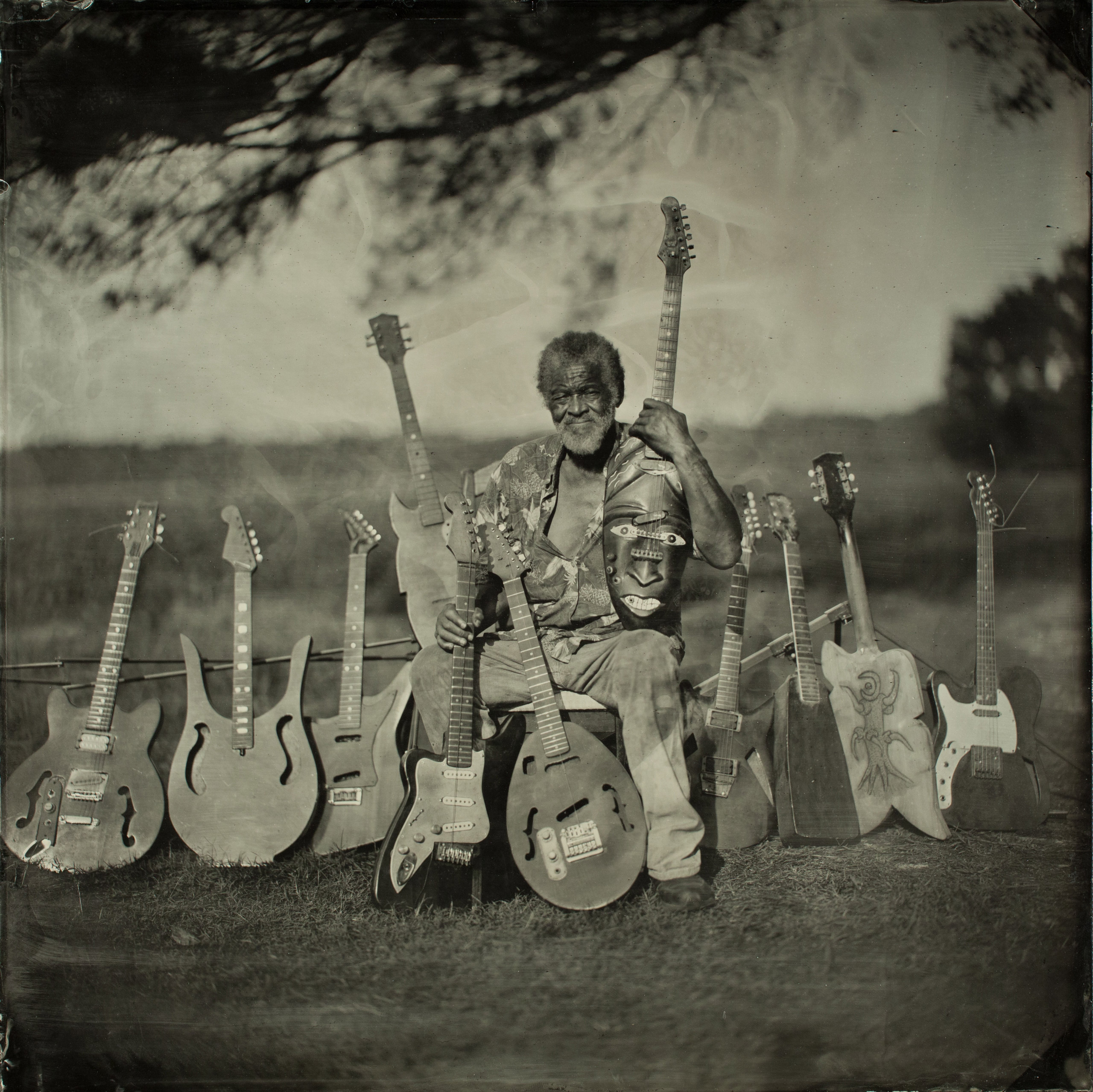 Freeman Vines, Luthier Wilson, NC 2015. Tintype. (Wet Plate Collodion Photographs by Tim Duffy)