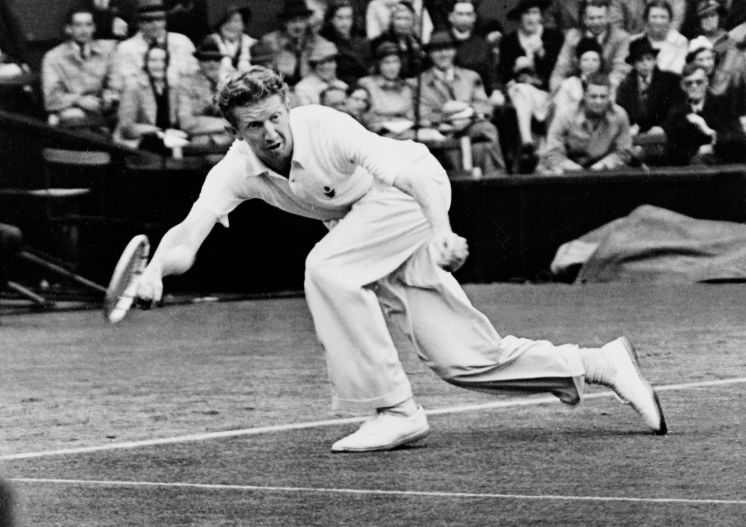 Don Budge in the first round at Wimbledon. June 28th 1938.