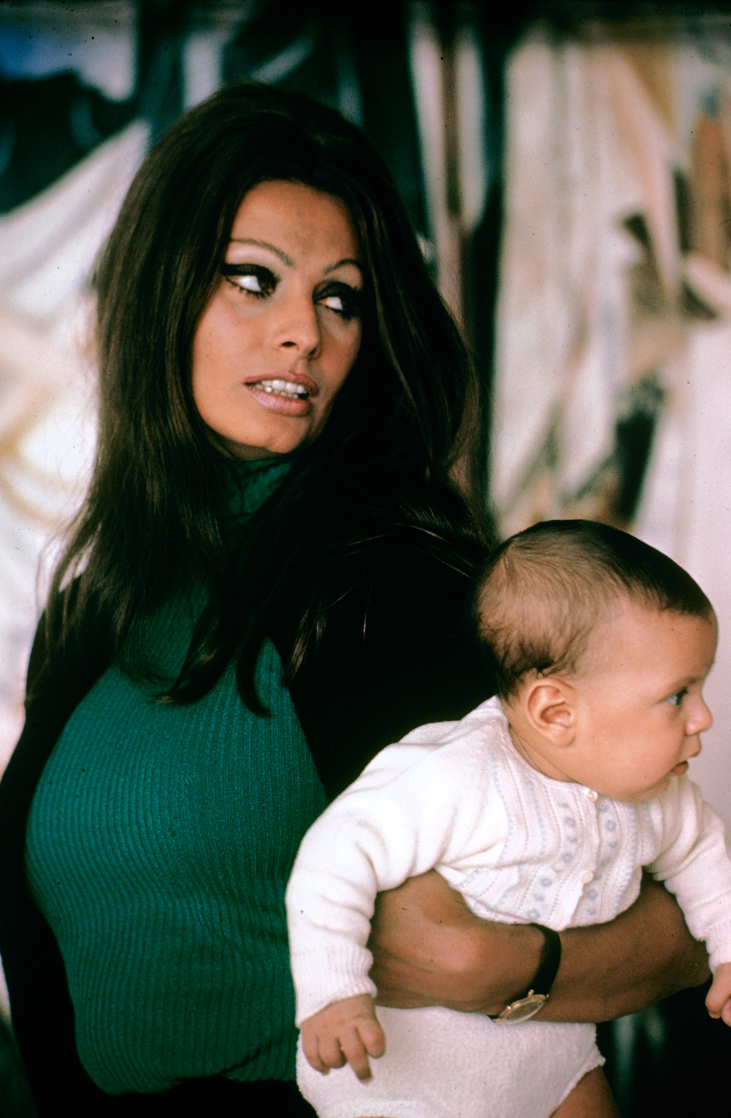 Sophia Loren with her son Carlo Ponti Jr., 1969.