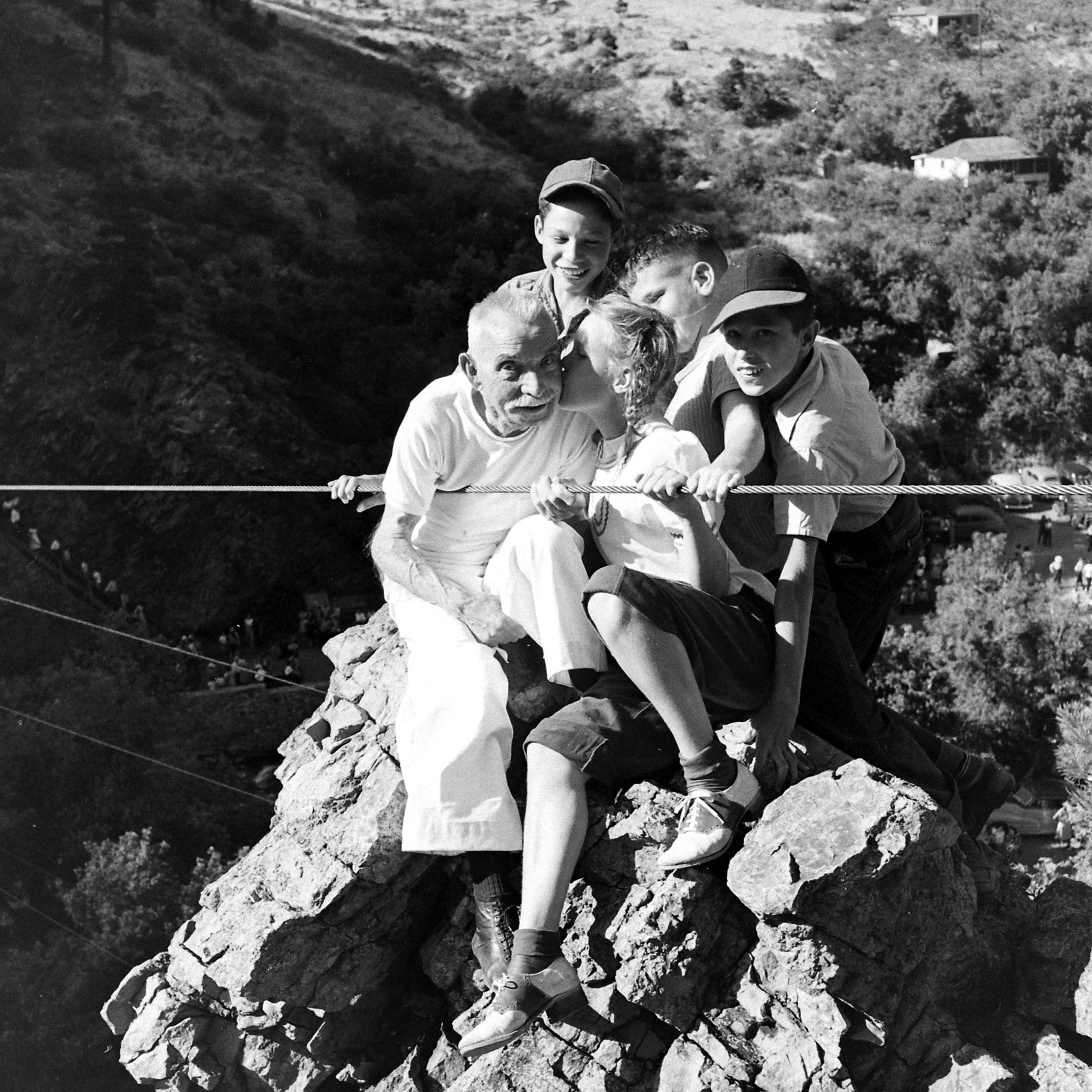 82 year old tightrope walker Ivy Baldwin at Boulder Dam, Colorado, 1948.