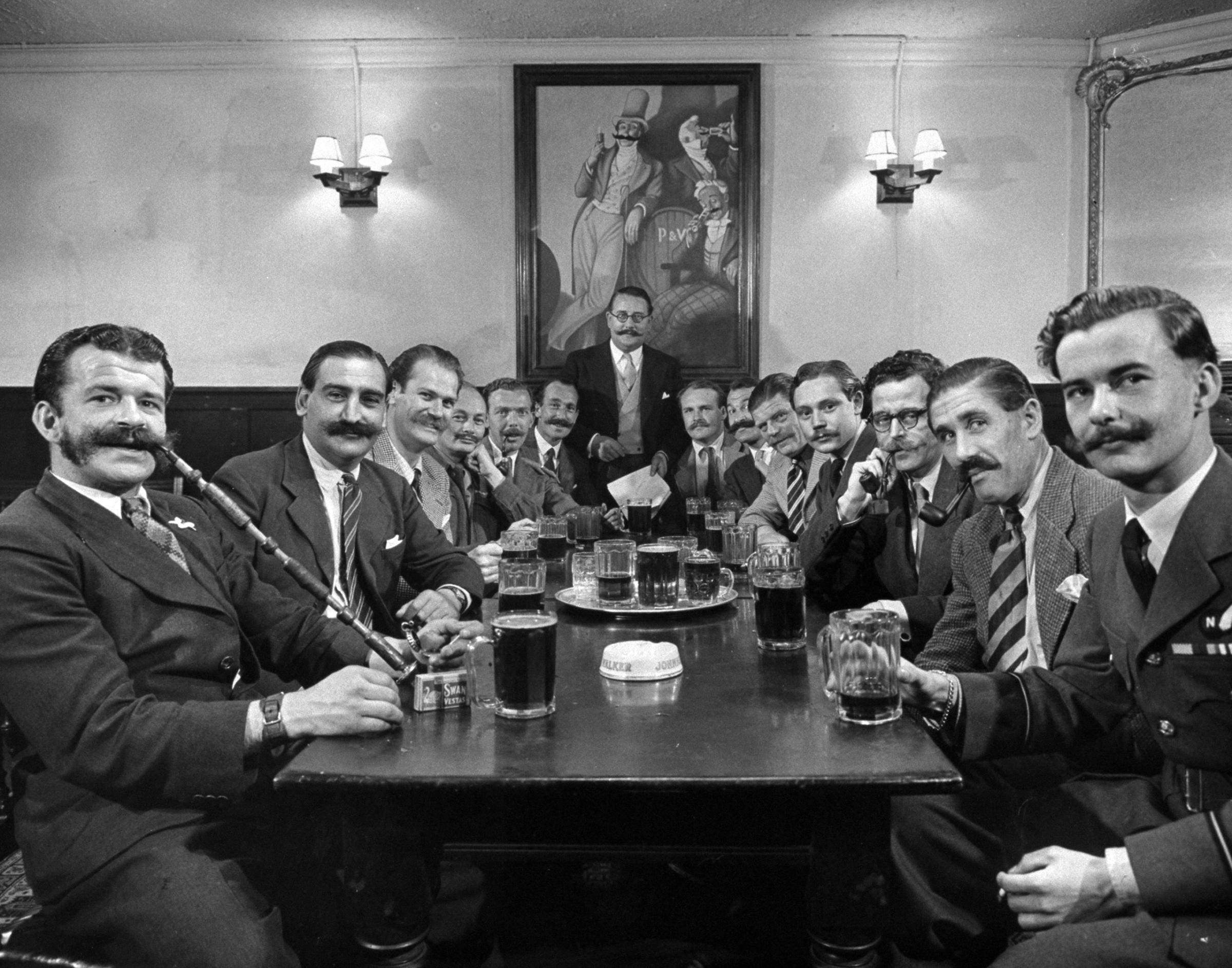 Members of the London Handlebar Club, 1947.