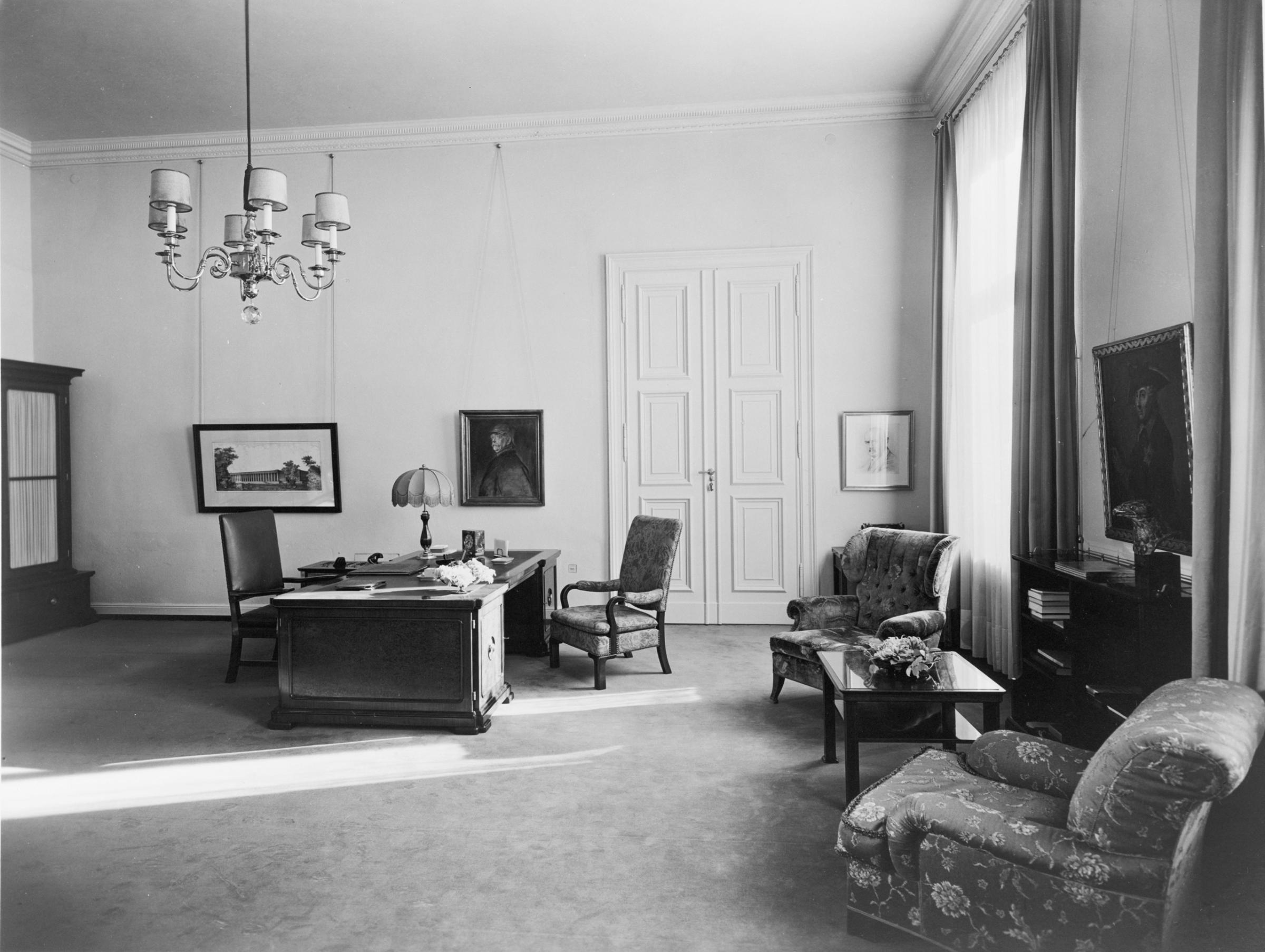 Heinrich Hoffmann, photograph of Hitler’s private study on the second floor of the Old Chancellery in Berlin after the 1934 renovation by the Atelier Troost
