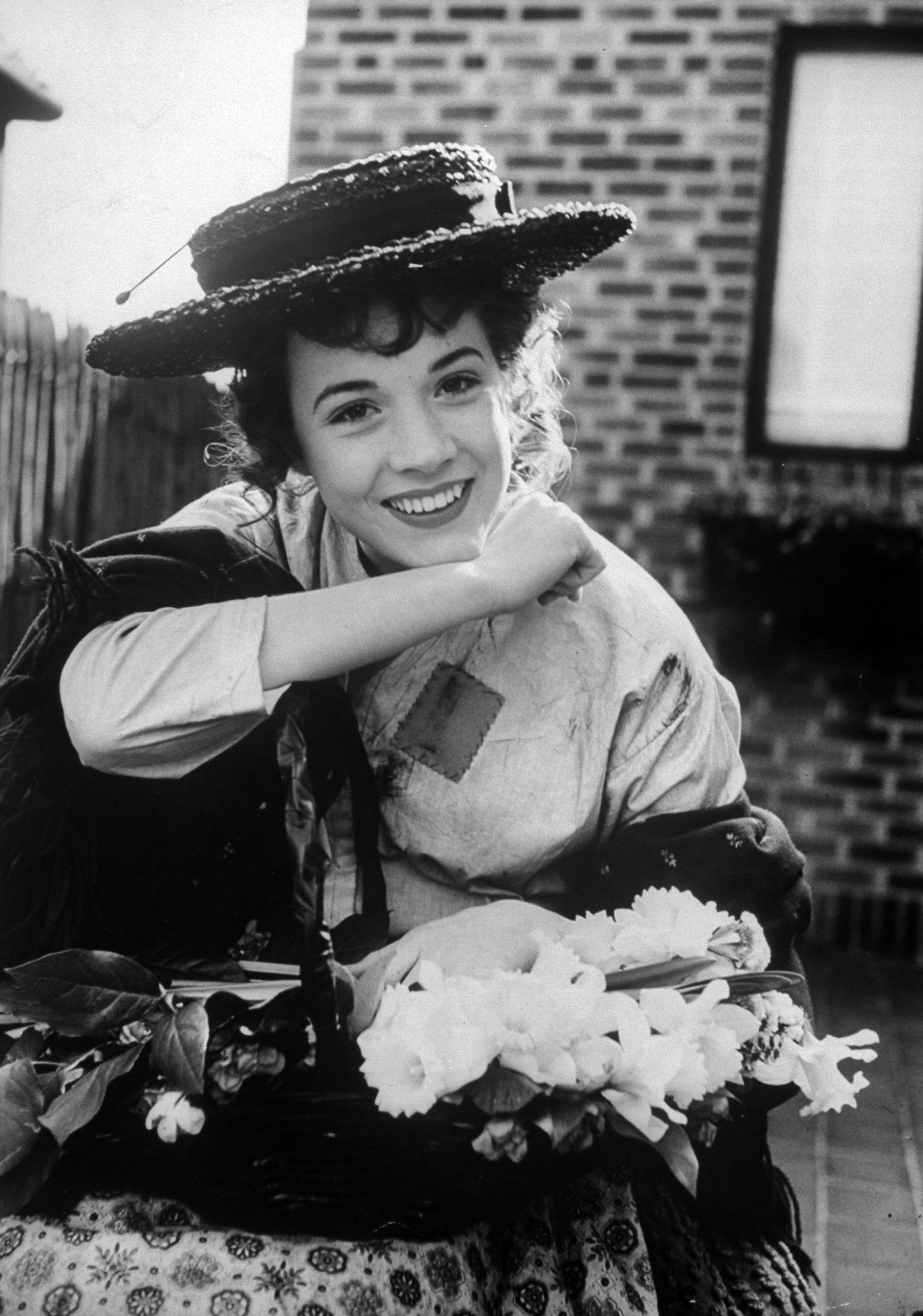 Scene from the play, My Fair Lady with Julie Andrews as Eliza Doolittle.