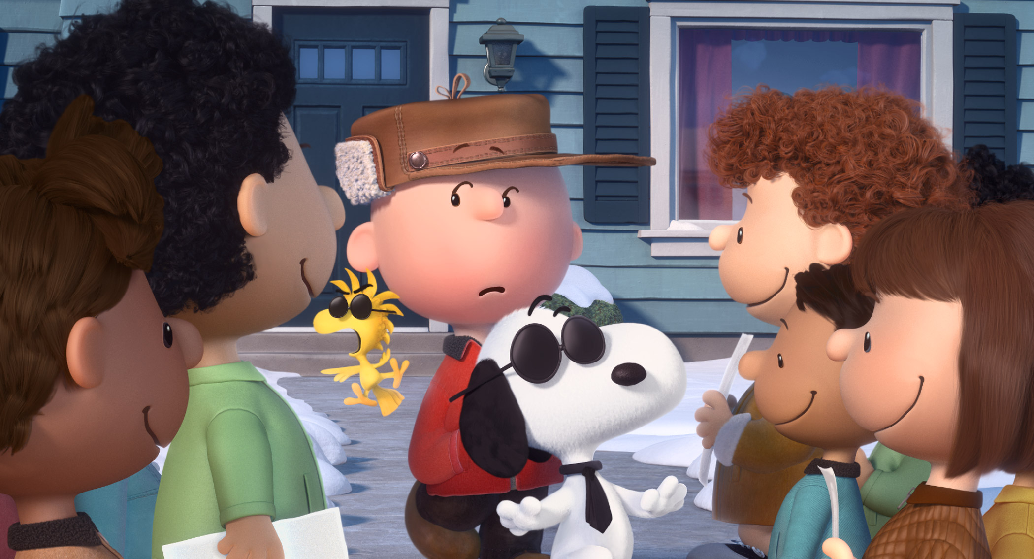 Charlie Brown, Snoopy and Woodstock in the peanuts movie