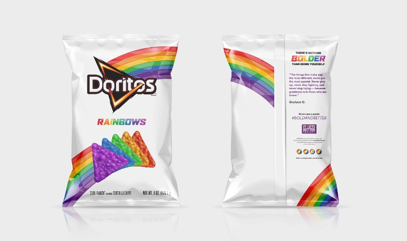 The Doritos brand, in partnership with the It Gets Better Project, launches Doritos Rainbows chips, a new, limited-edition product to celebrate the LGBT community. (Frito-Lay)