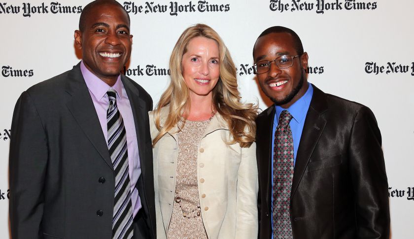 Laurene Powell Jobs, center, has committed $50 million to create new high schools. She is seen here at an event in New York in September 2014. (Neilson Barnard&mdash;2014 Getty Images)