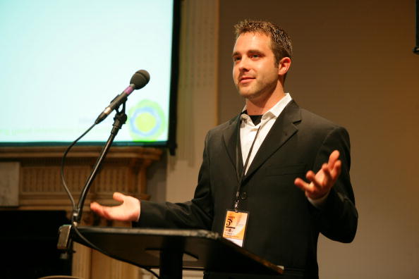 Jake Brewer of the .ORG panal hosts the Webby 5's and Peoples Voting Party on April 10, 2008 in London, England (Stringer—Getty Images)