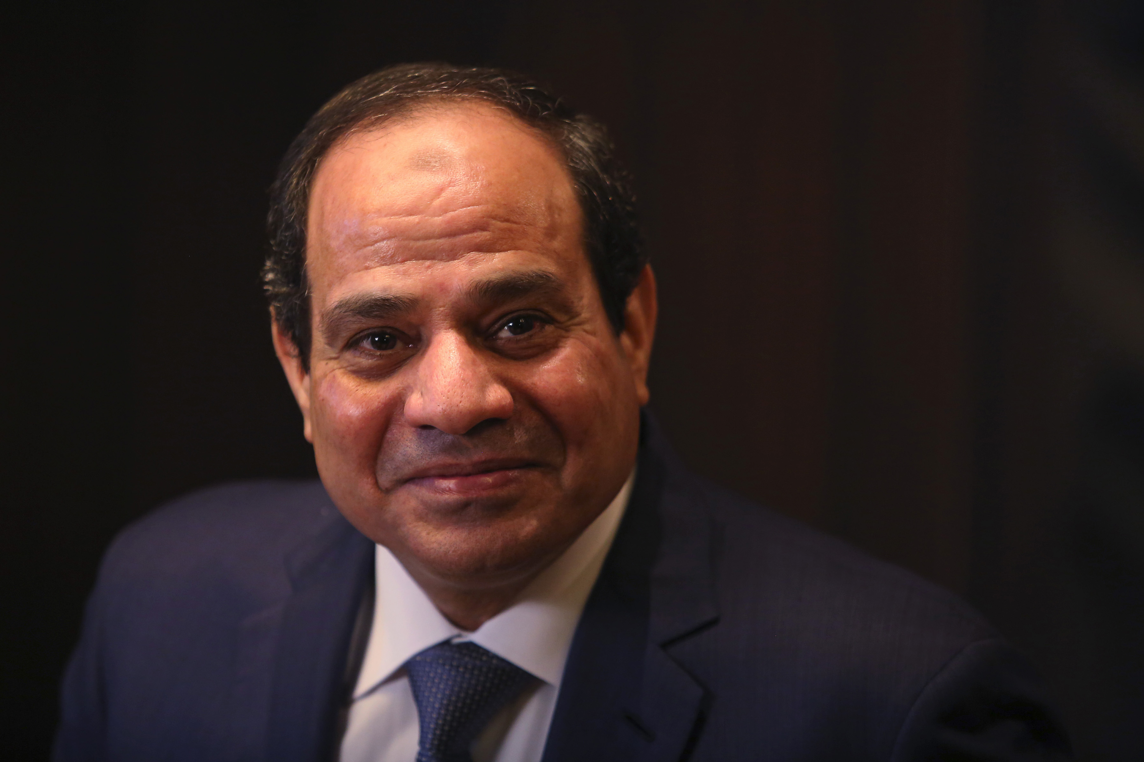Abdel-Fattah El-Sisi, Egypt's president, pauses during a Bloomberg Television interview on day two of the World Economic Forum (WEF) in Davos, Switzerland, on Jan. 22, 2015. (Bloomberg/Getty Images)