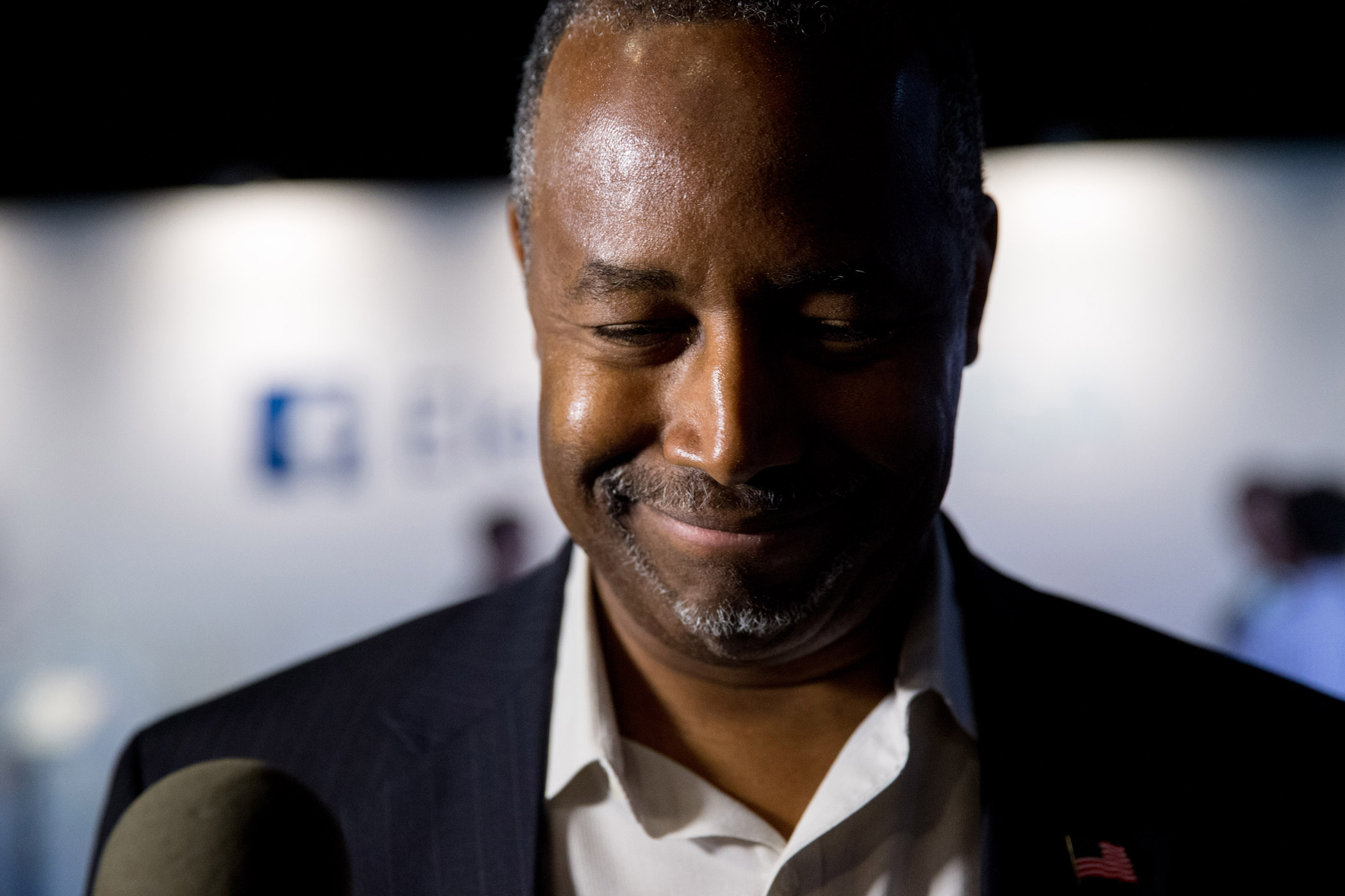 Republican presidential candidate and retired neurosurgeon Ben Carson speaks to reporters in Cleveland, Ohio on Thursday, Aug. 6, 2015, before the first Republican presidential debate. (Andrew Harnik—AP)