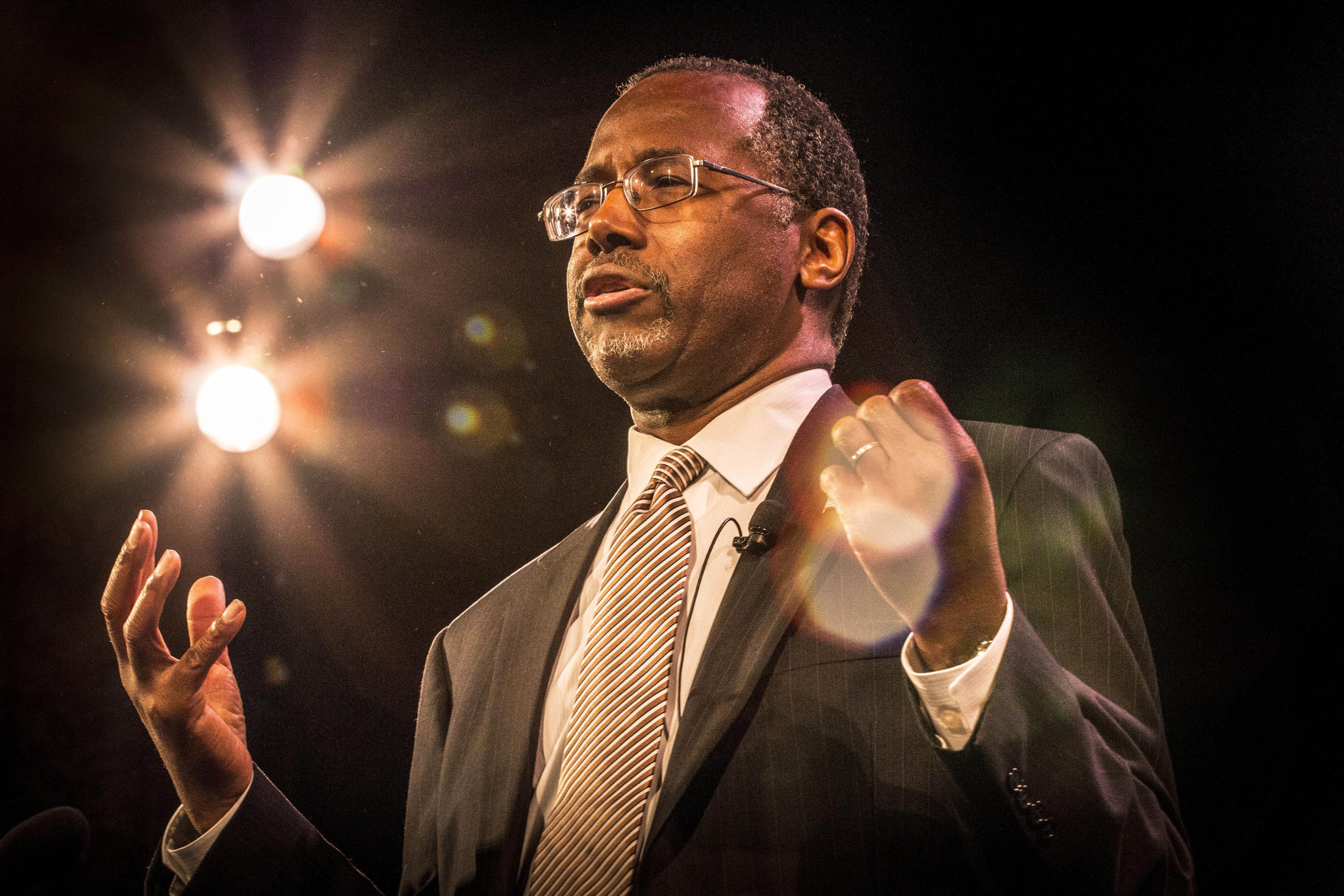 Carson rallies the faithful at the Iowa Freedom Summit in Des Moines 
                      in January. (Mark Peterson—Redux)