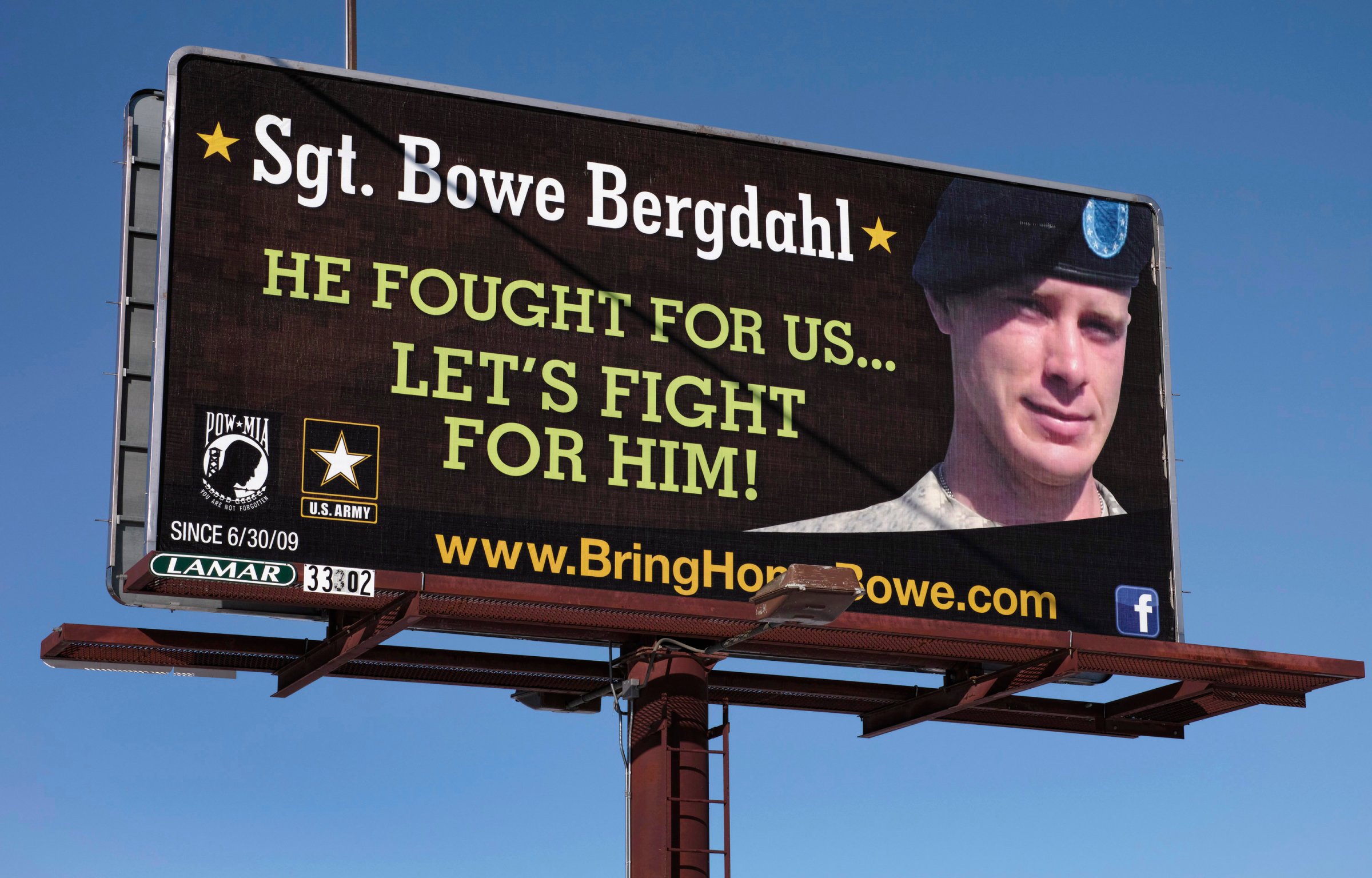 A billboard calling for the release of U.S. Army Sergeant Bowe Bergdahl near Spokane Washington
