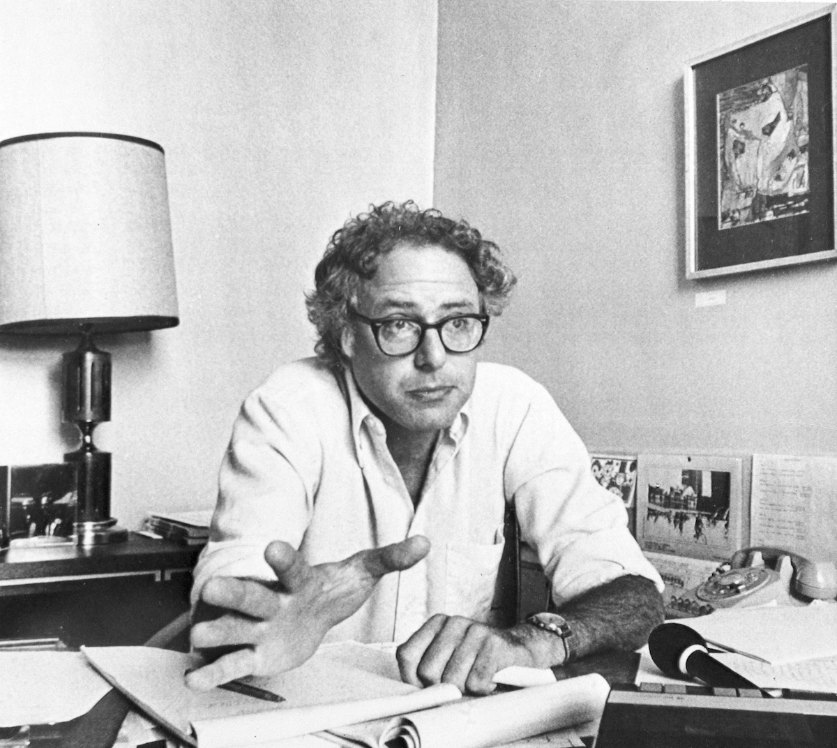 Six months after he scored a surprise victory to become mayor of Burlington, Vermont's largest city, Bernie Sanders is pictured at city hall on Sept. 15, 1981. (Donna Light&mdash;AP)