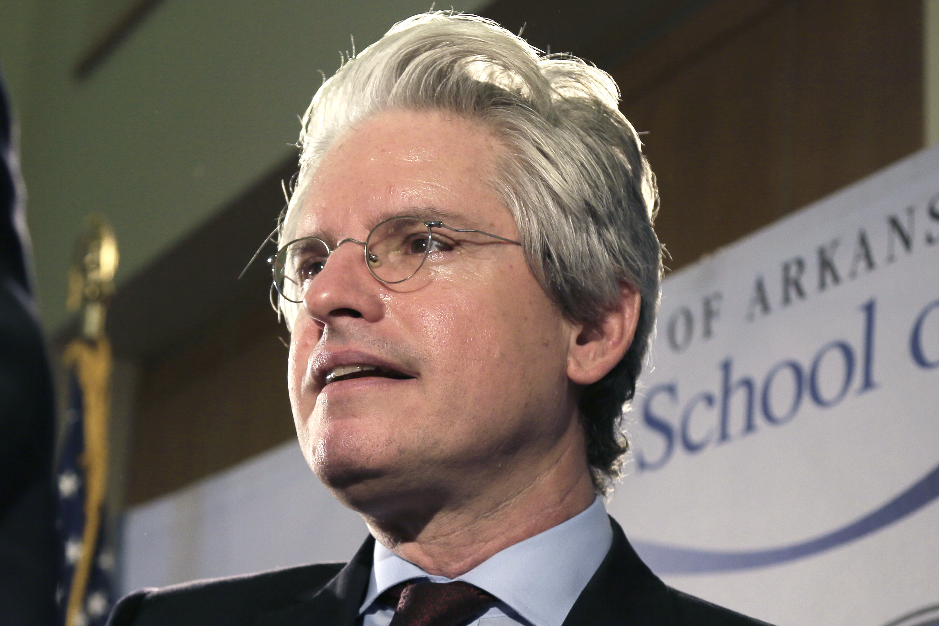 David Brock, founder of Correct the Record, speaks at the Clinton School of Public Service. (Danny Johnston—AP)