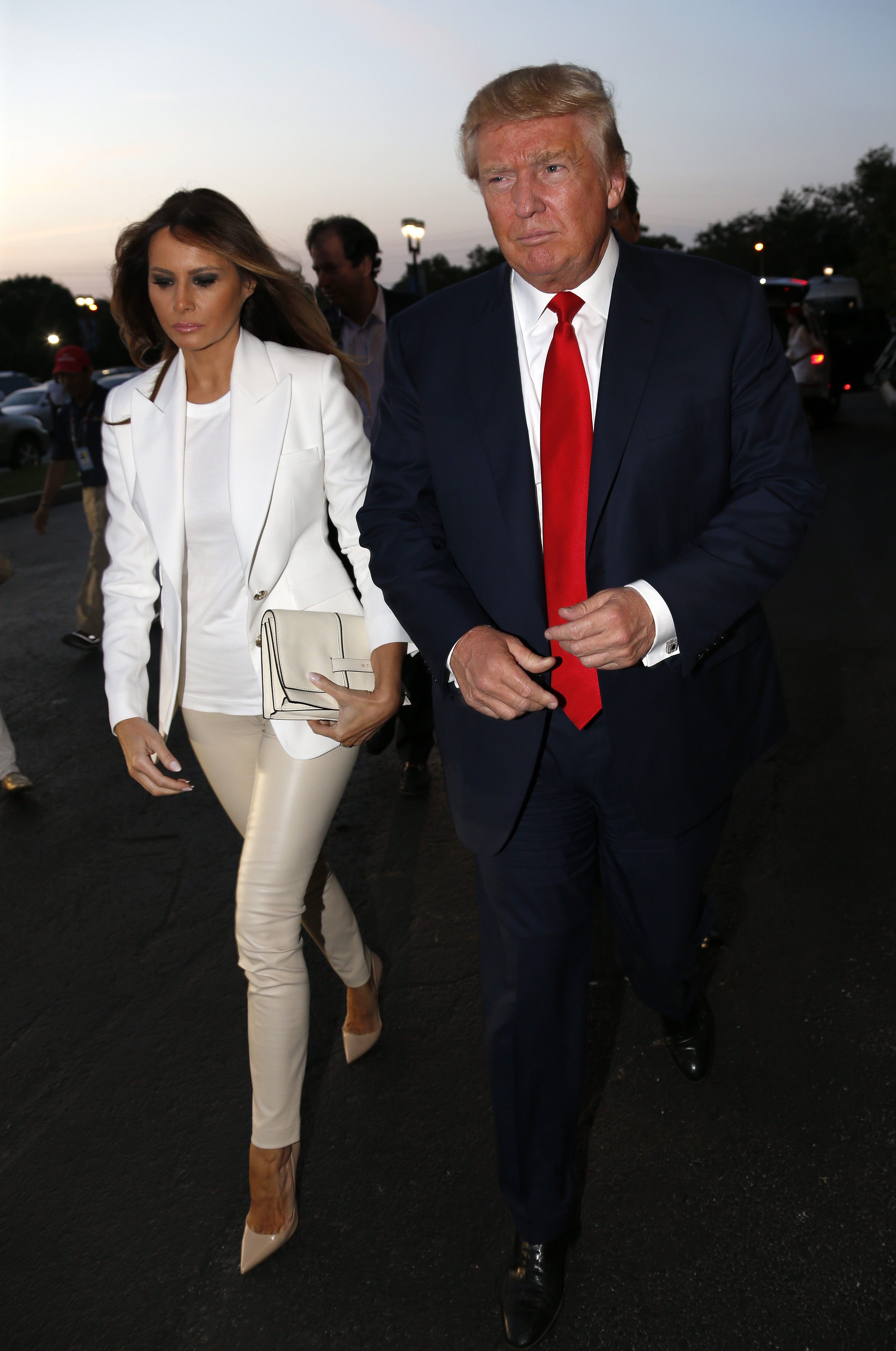 Donald Trump and his wife Melania Trump attend the Williams sisters match on day nine of the 2015 US Open at USTA Billie Jean King National Tennis Center on Sept. 8, 2015 in New York City. (Jean Catuffe—GC Images)