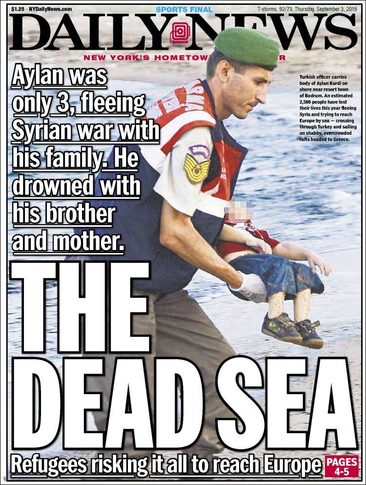 Drowned Migrant Boy Daily News Front Page