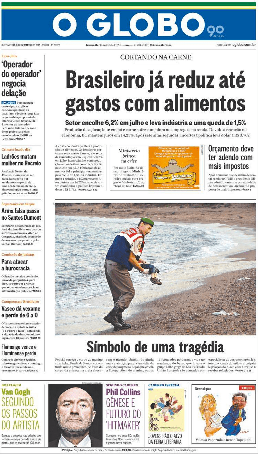 Drowned Migrant Boy O Globo Front Page