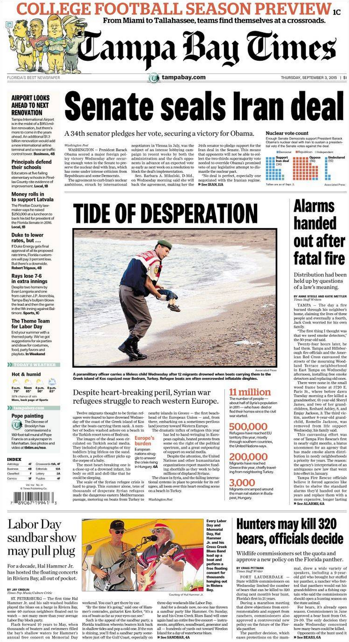 Drowned Migrant Boy Tampa Bay Times front page