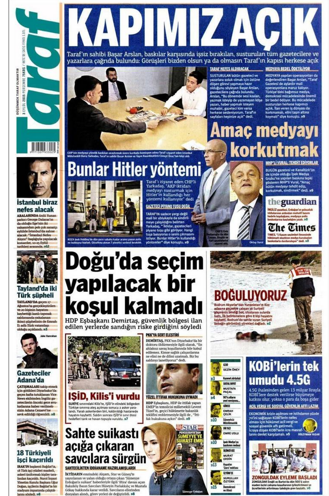 Drowned Migrant Boy Taraf front page