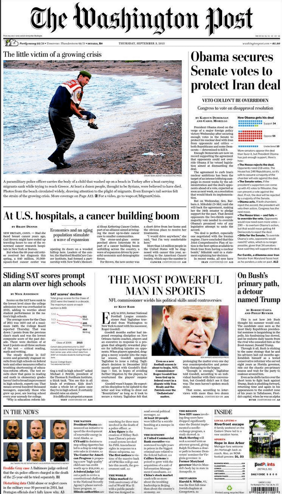 Drowned Migrant Boy The Washington Post front page