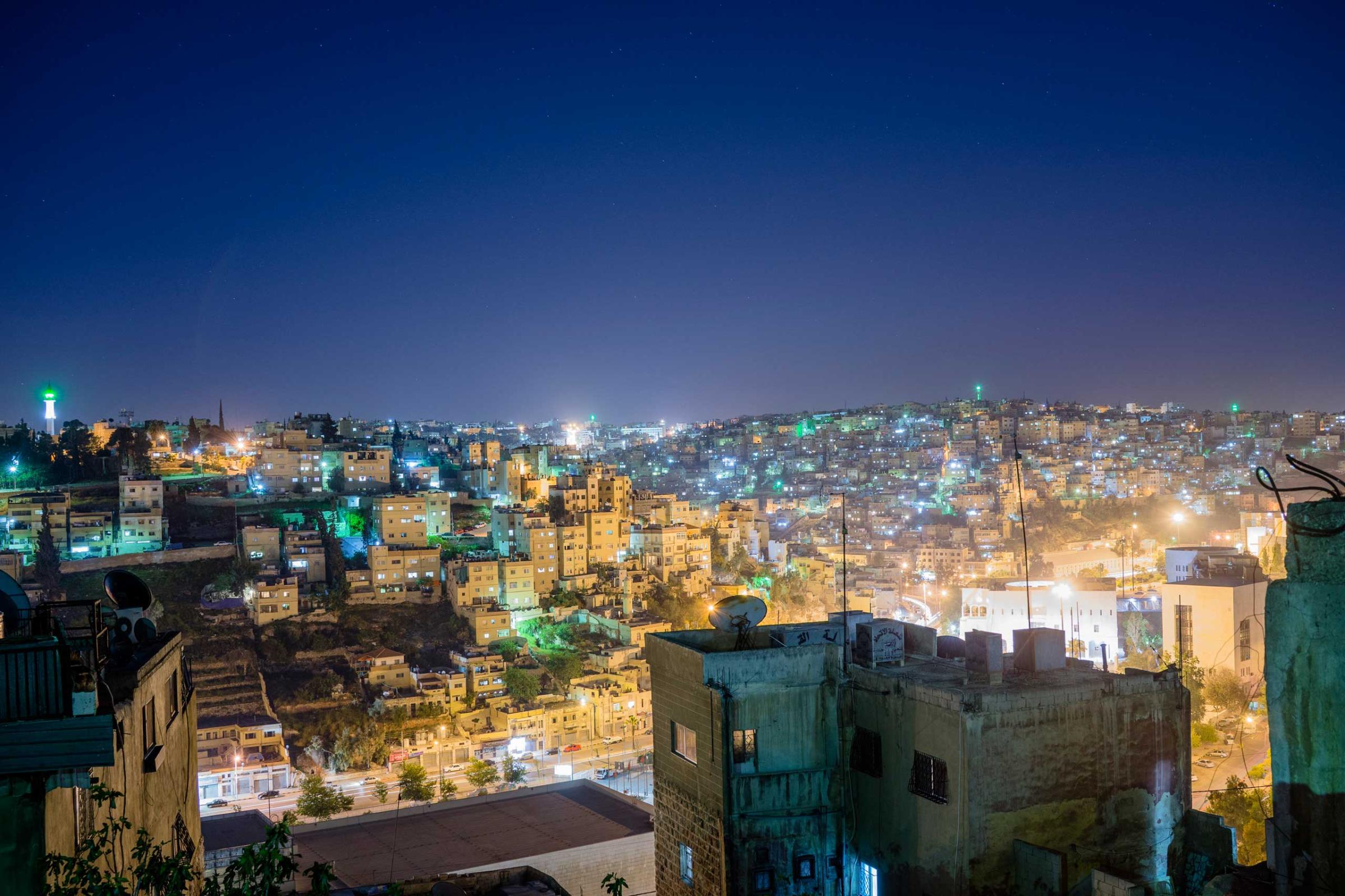 Amman, Jordan at night.