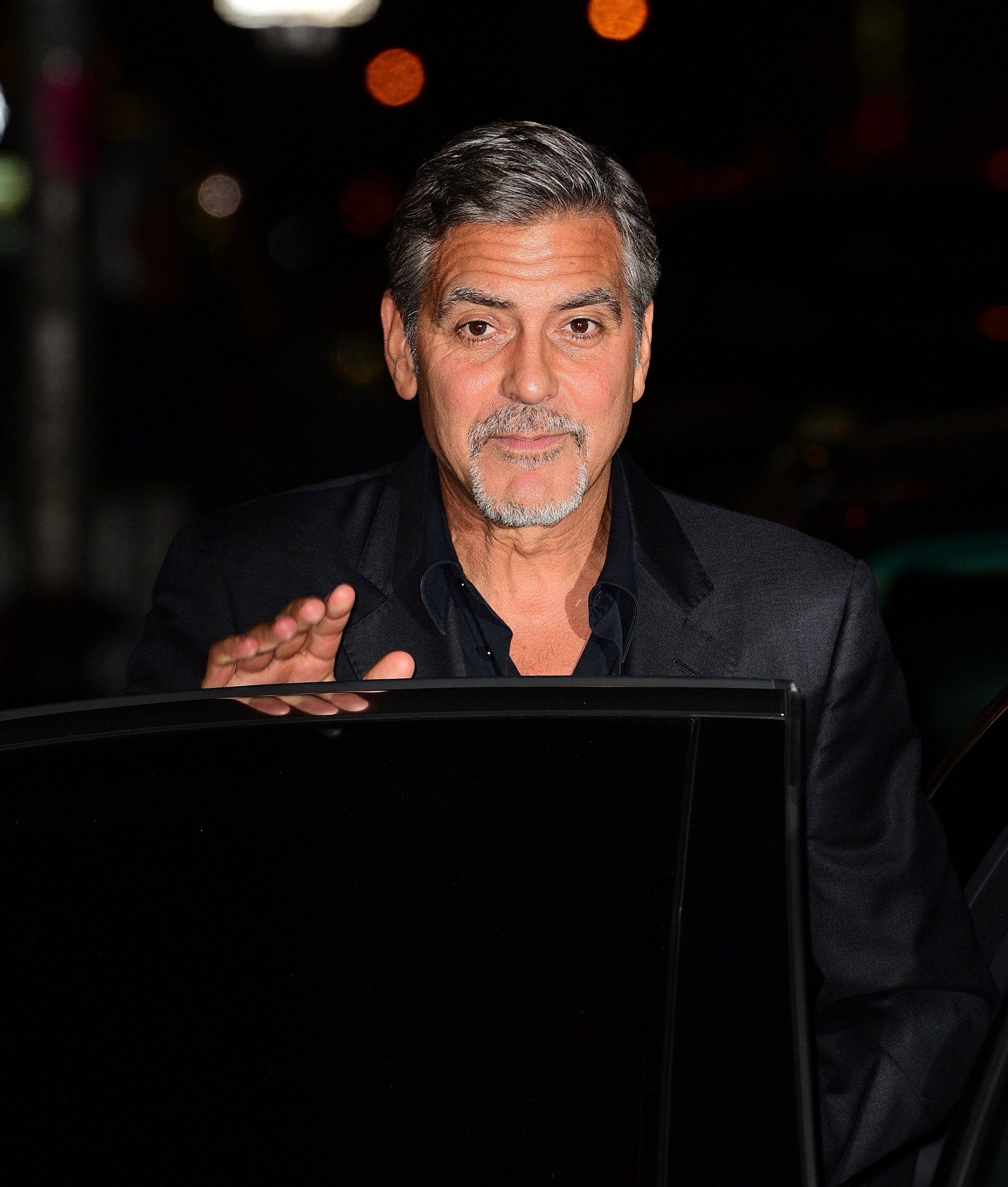 George Clooney leaves the first taping of "The Late Show With Stephen Colbert" at Ed Sullivan Theater on September 8, 2015 in New York City.