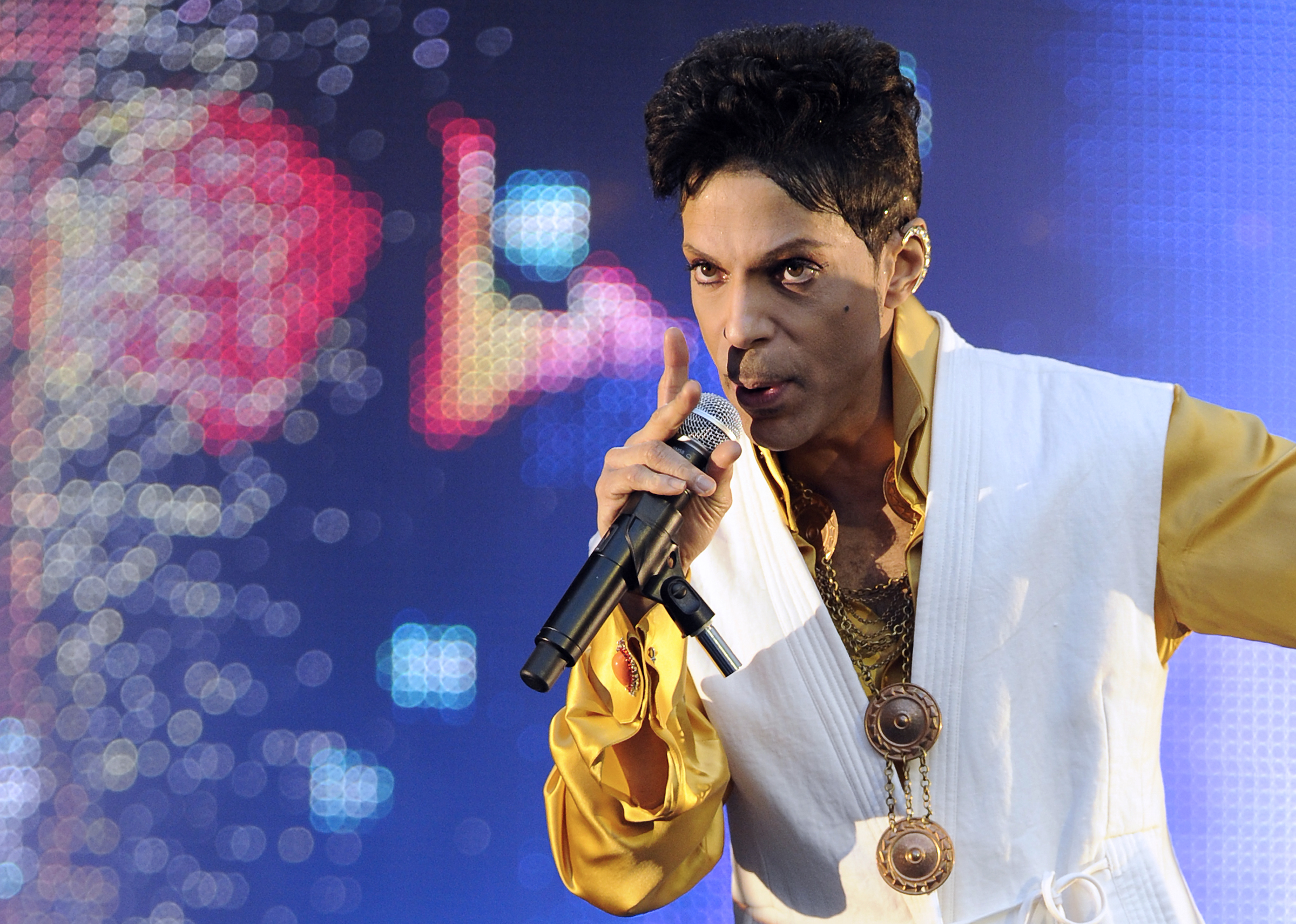 US singer and musician Prince (born Prince Rogers Nelson) performs on stage at the Stade de France in Saint-Denis, outside Paris, on June 30, 2011. (Bertrand Guay&mdash;AFP/Getty Images)