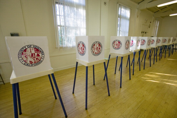 Voting stands for Congressional election, November 2006, in Ojai, Ventura County, California
