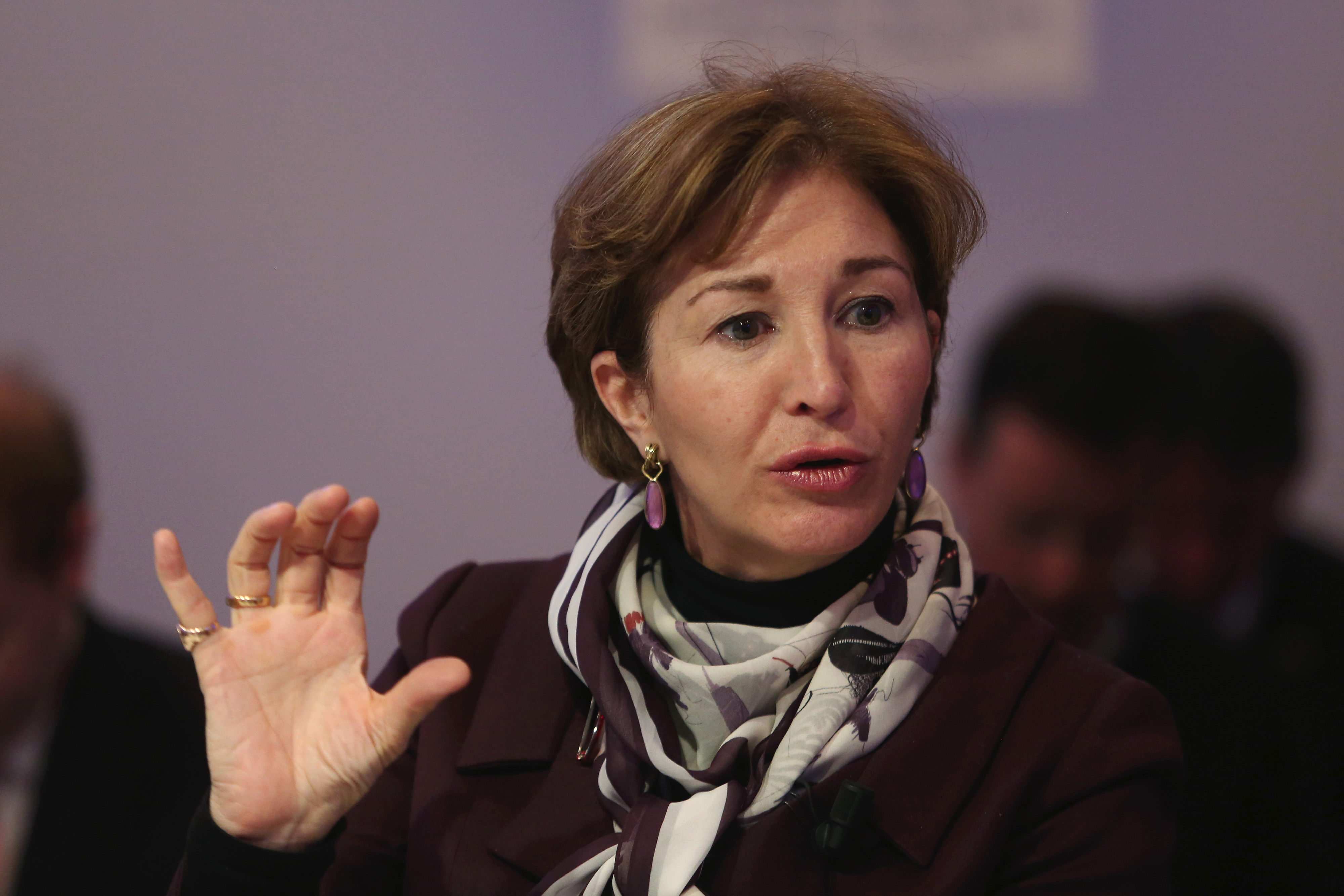 Anne-Marie Slaughter, president and chief executive officer of the New America Foundation, gestures as she speaks during a session on the opening day of the World Economic Forum (WEF) in Davos, Switzerland, on Wednesday, Jan. 21, 2015. (Chris Ratcliffe/Bloomberg--Getty Images (Bloomberg&mdash;Bloomberg via Getty Images)