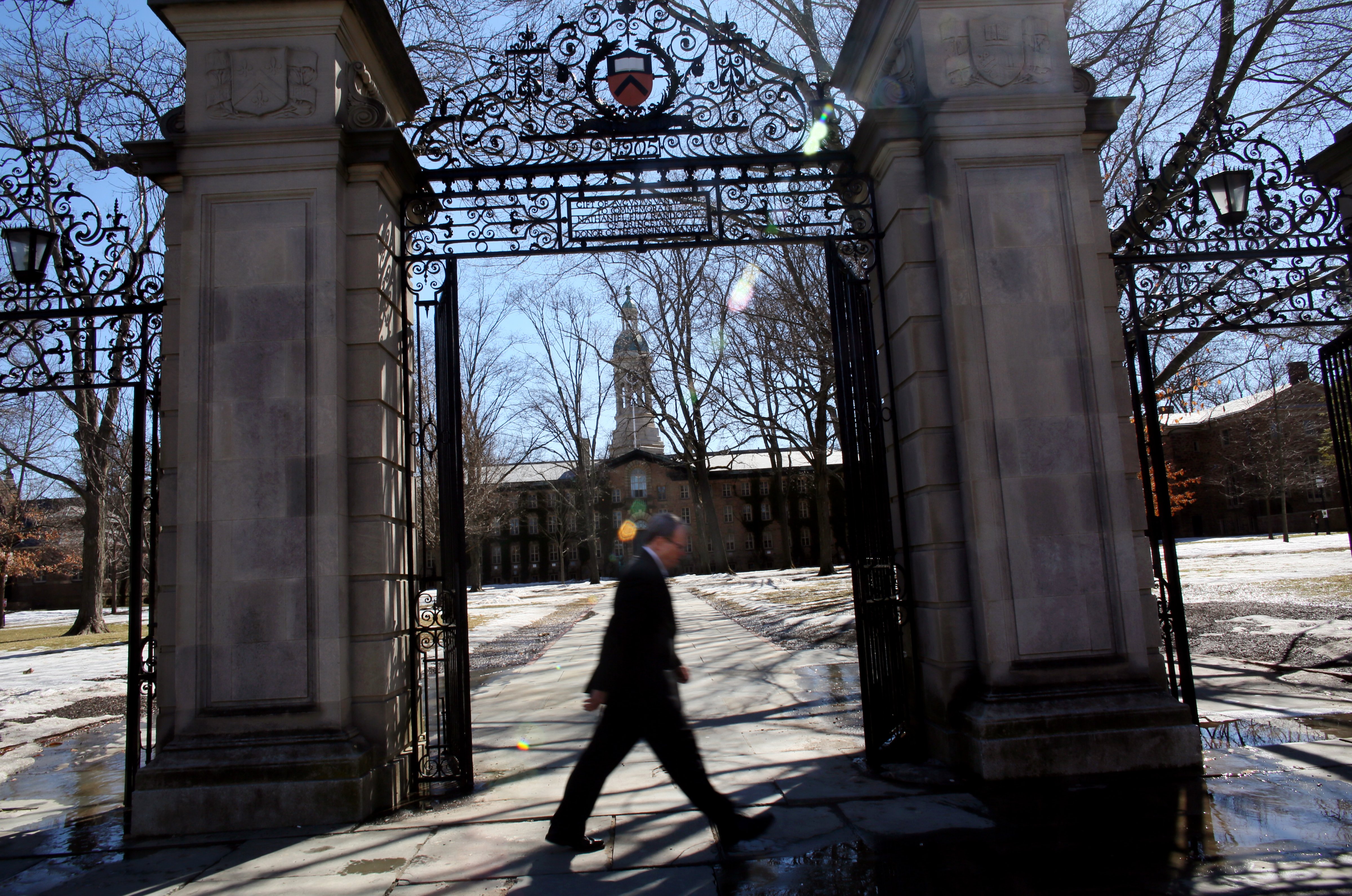 A man walks in front of Nassau Hall on the campus of Princeton University in Princeton, NJ, on March 12, 2015. (The Washington Post&mdash;The Washington Post/Getty Images)