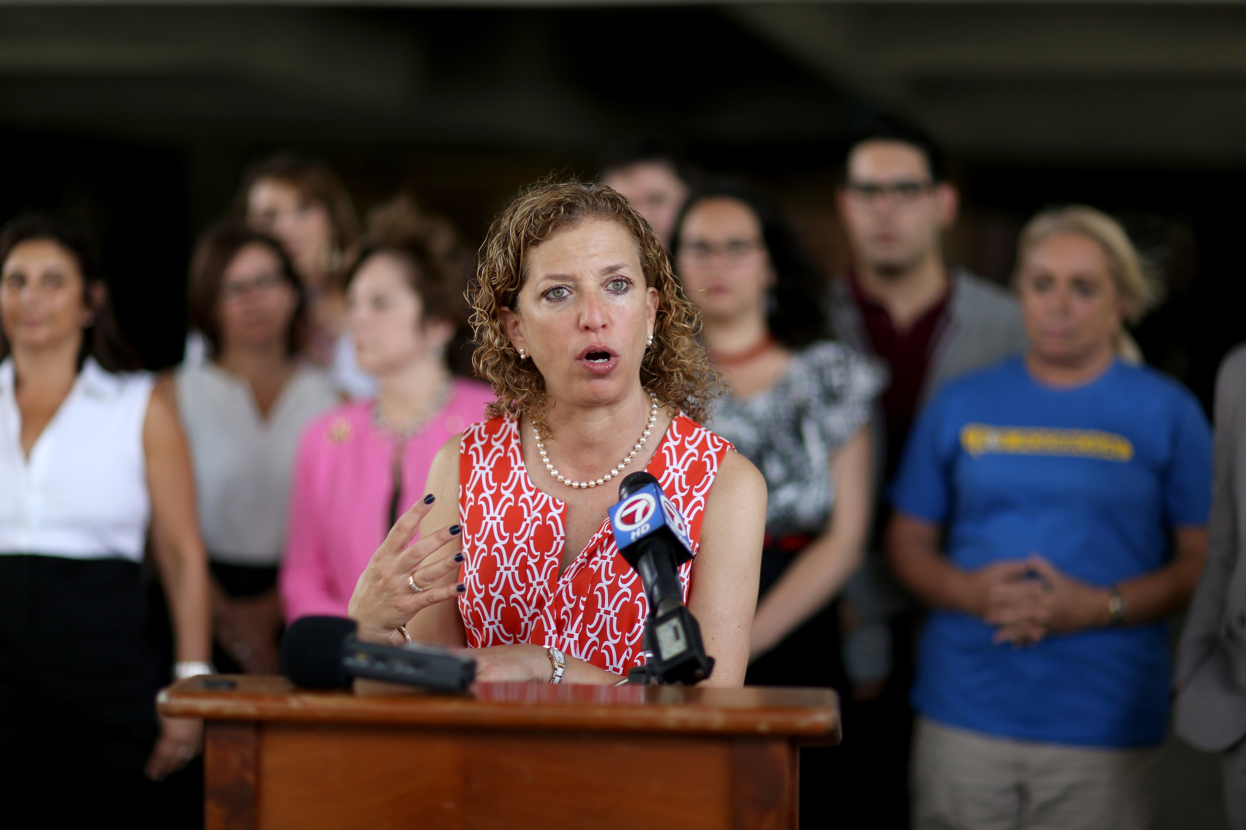DNC chair Debbie Wasserman Schultz on April 27, 2015 in Fort Lauderdale, Florida. (Joe Raedle&mdash;2015 Getty Images)