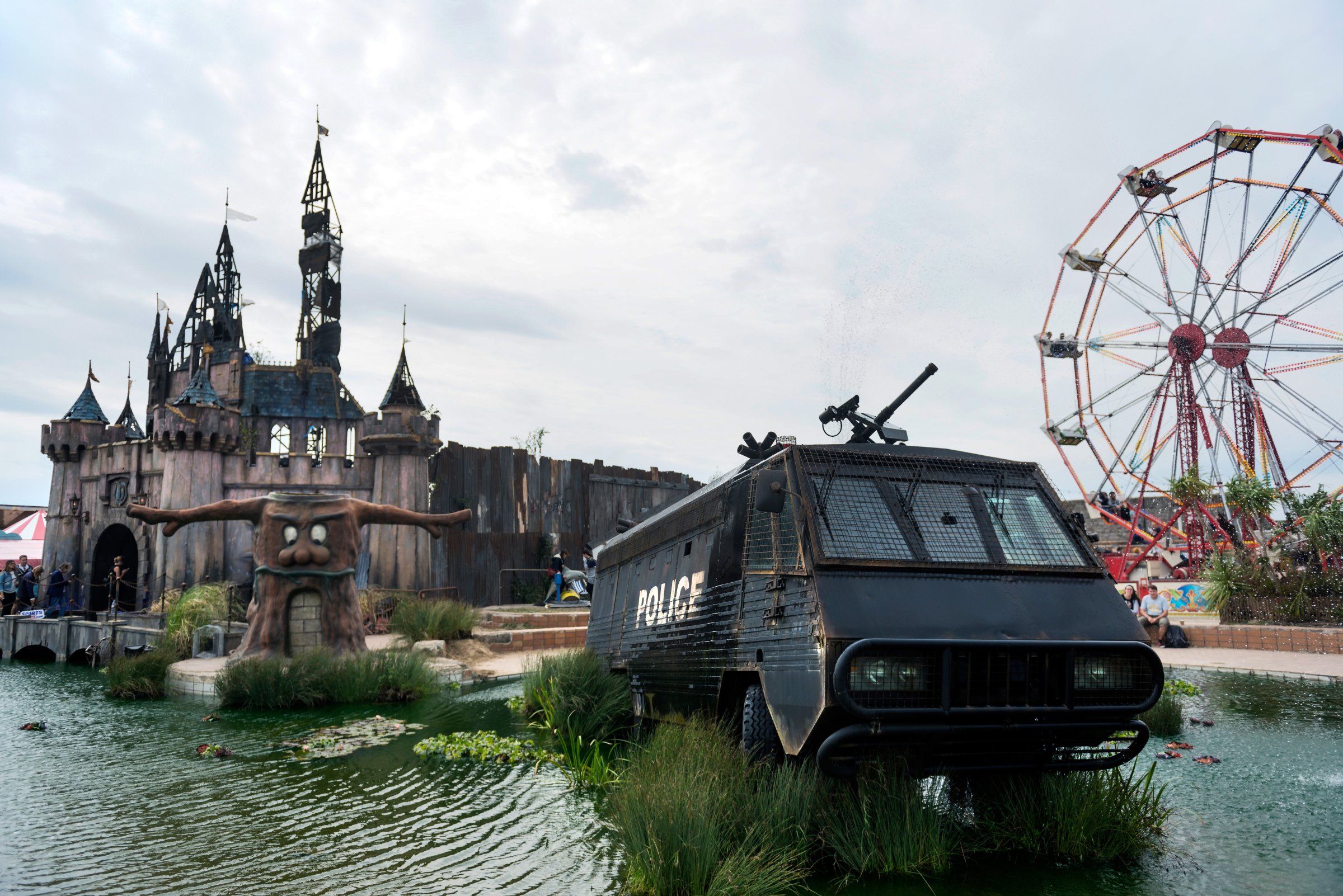 at Banksy's Dismaland on September 10, 2015 in Weston-Super-Mare, England.