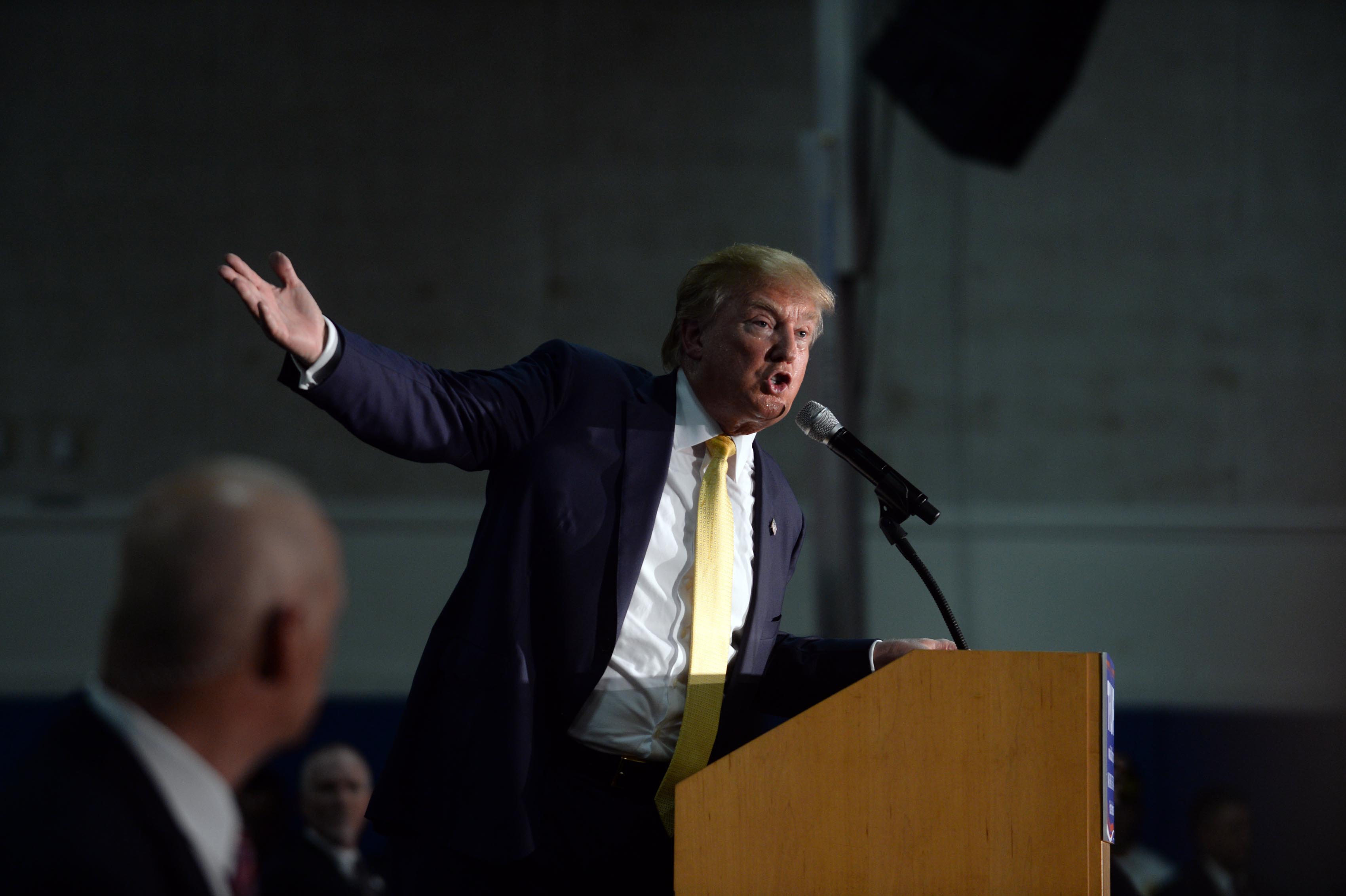 Republican Presidential candidate Donald Trump speaks during a town hall event at Rochester Recreational Arena in Rochester, NH on Sept. 17, 2015. (Darren McCollester—Getty Images)