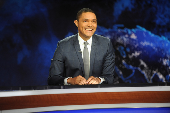 hosts the "The Daily Show with Trevor Noah" Premiere at The Daily Show with Trevor Noah Studio on September 28, 2015 in New York City.