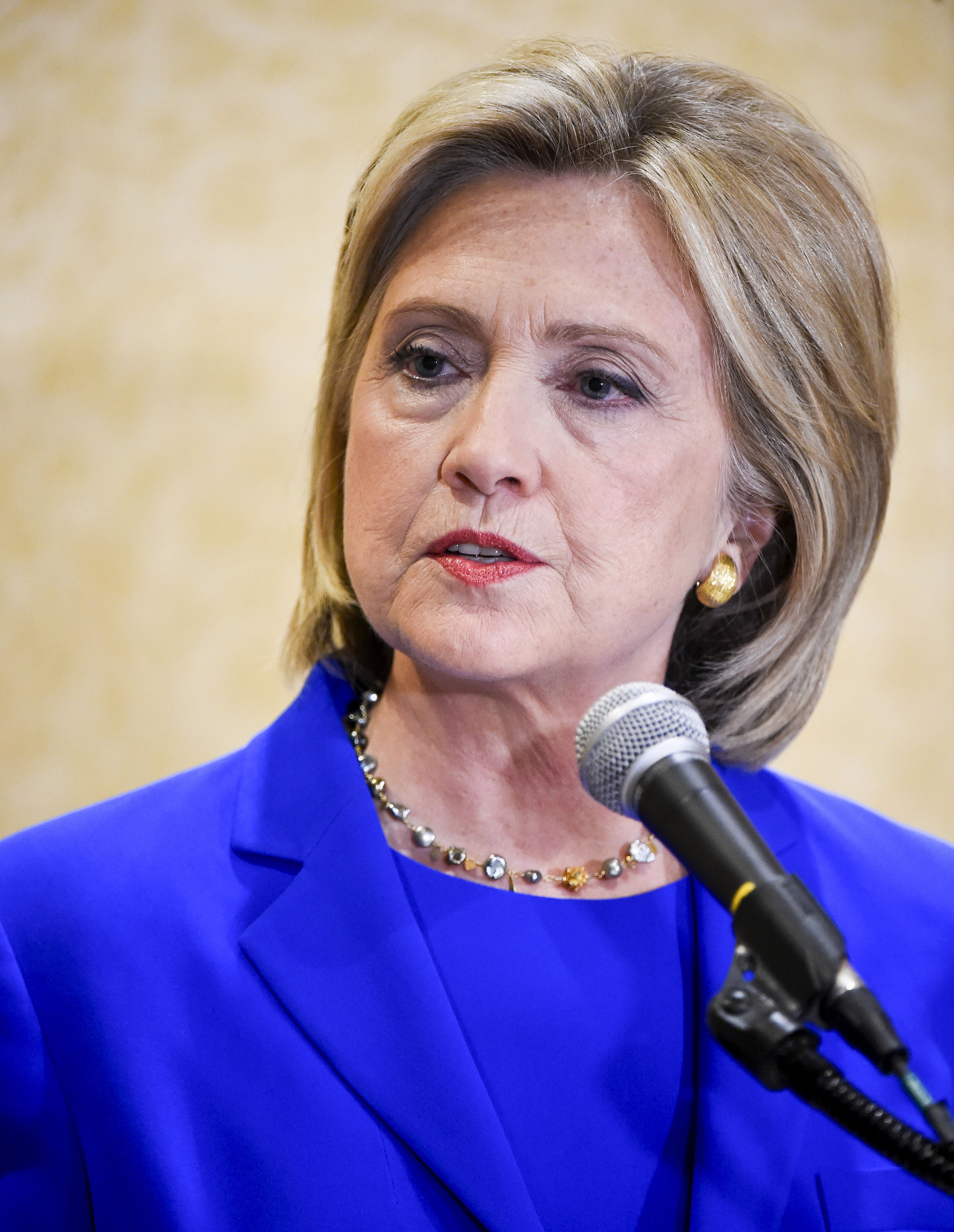 Democratic presidential candidate Hillary Clinton takes reporters questions during a news conference after she addressed the Democratic National Committee (DNC) Summer Meeting in Minneapolis on Aug. 28, 2015. (Craig Lassig—Reuters)