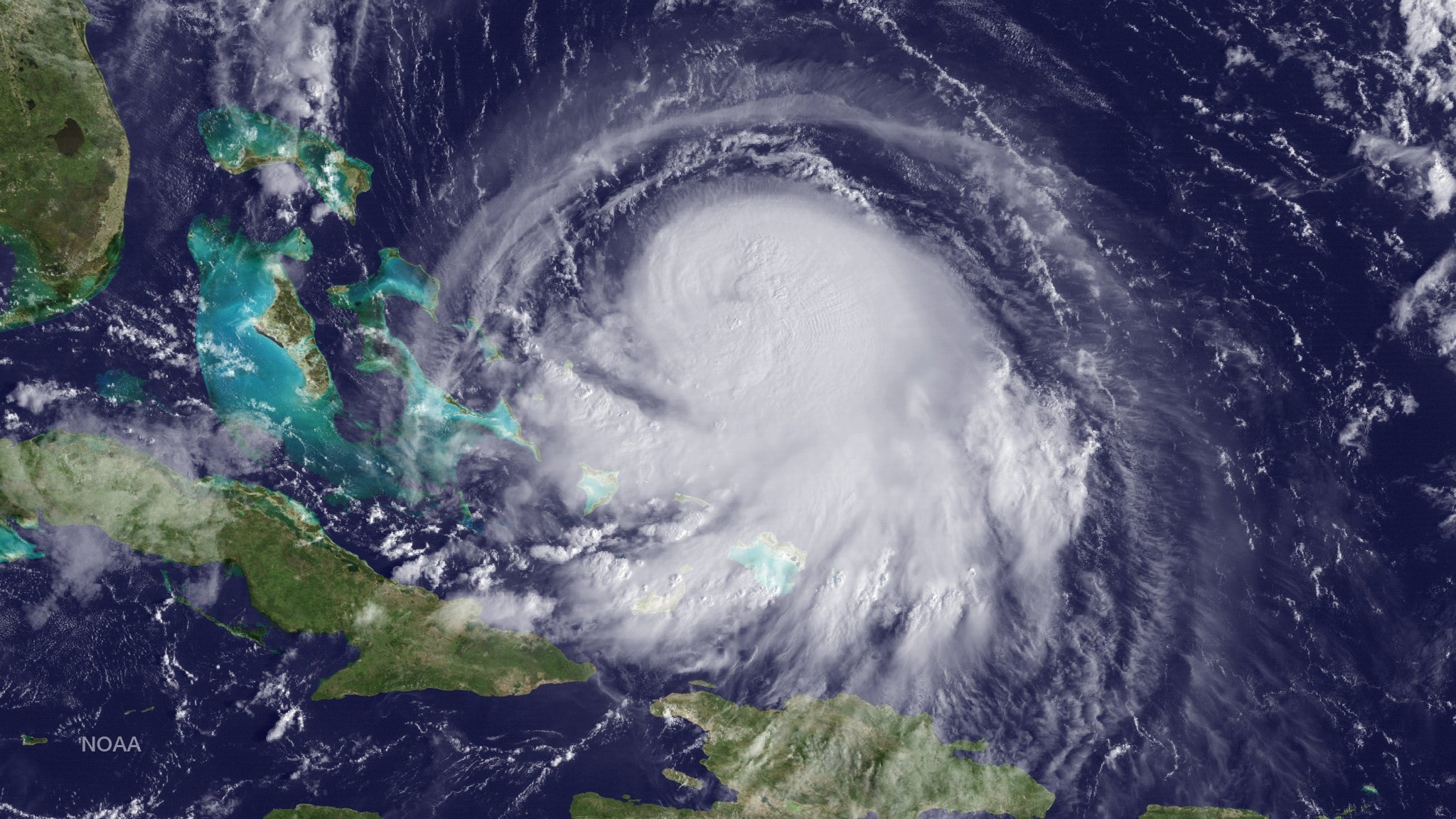 Hurricane Joaquin is seen churning in the Caribbean on Sept. 30, 2015. (NOAA/Getty Images)