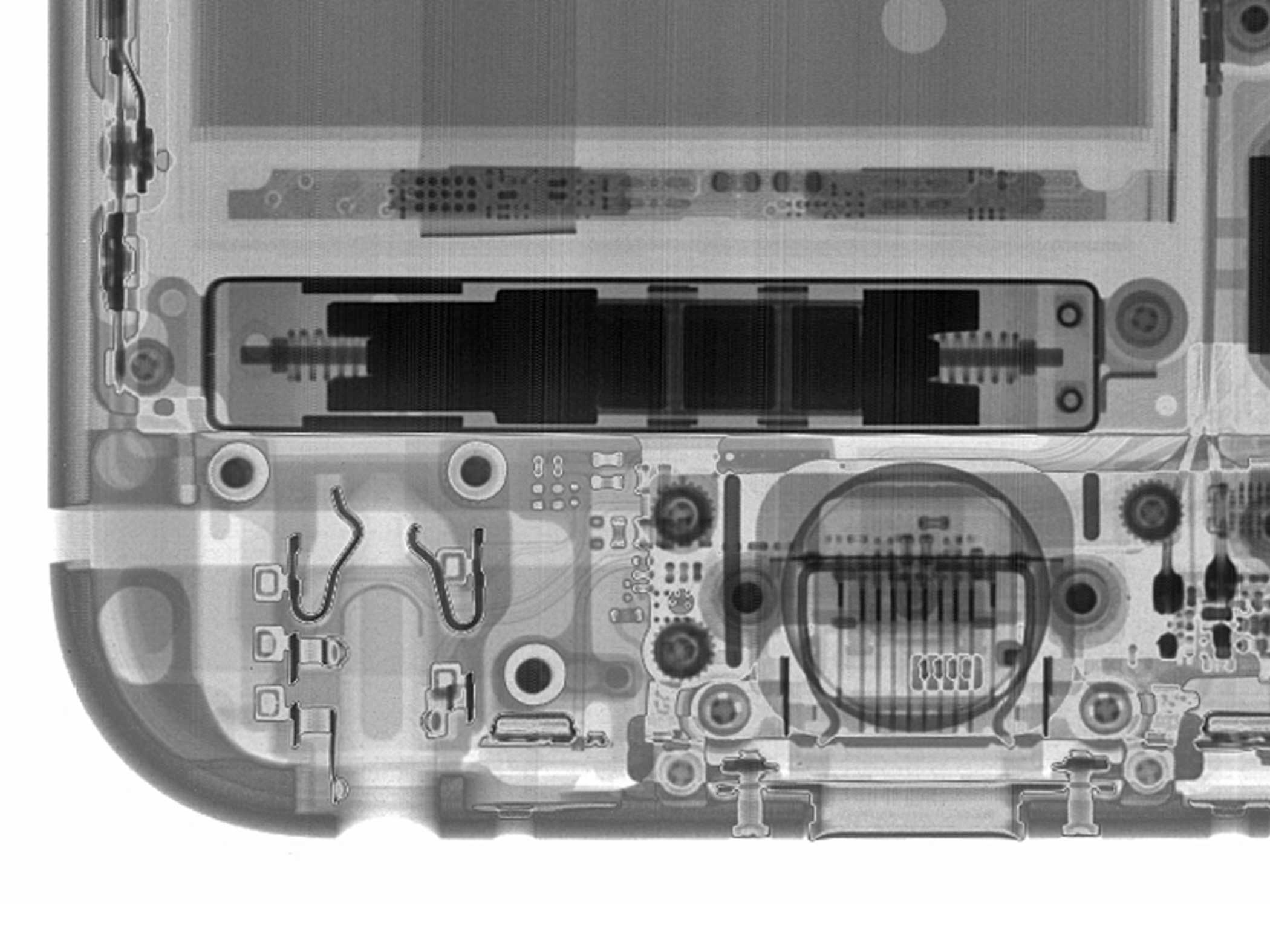 An x-ray reveals the Taptic engine (in dark black) responsible for 3D Touch.