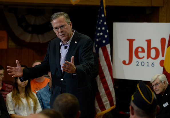 Former Florida Governor and GOP Presidential candidate Jeb Bush at a town hall meeting at the VFW Post 9644 August 25, 2015. (Andy Cross—Copyright - 2015 The Denver Post, MediaNews Group.)