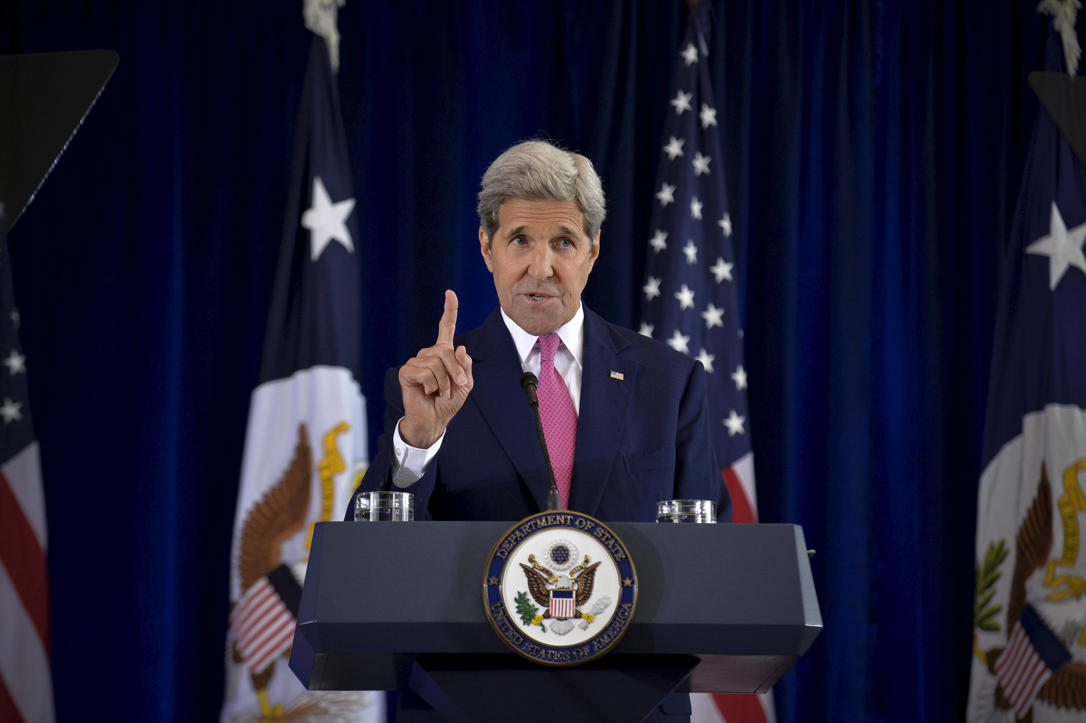 U.S. Secretary of State John Kerry delivers a speech on the nuclear agreement with Iran, in Philadelphia on Sept. 2, 2015. (Charles Mostoller—Reuters)