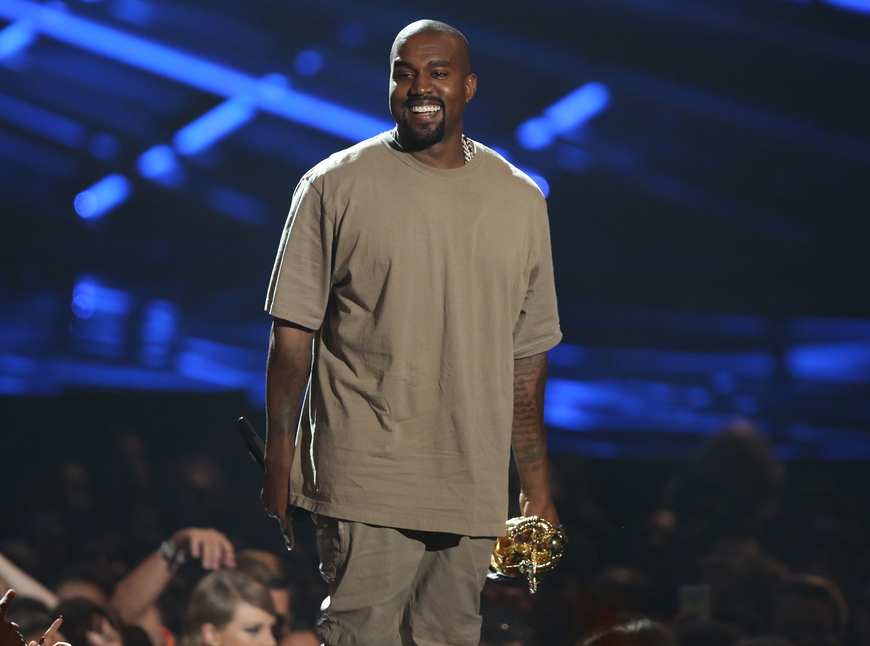 Kanye West accepts the video vanguard award at the MTV Video Music Awards at the Microsoft Theater on Aug. 30, 2015, in Los Angeles. (Matt Sayles—Invision/AP)
