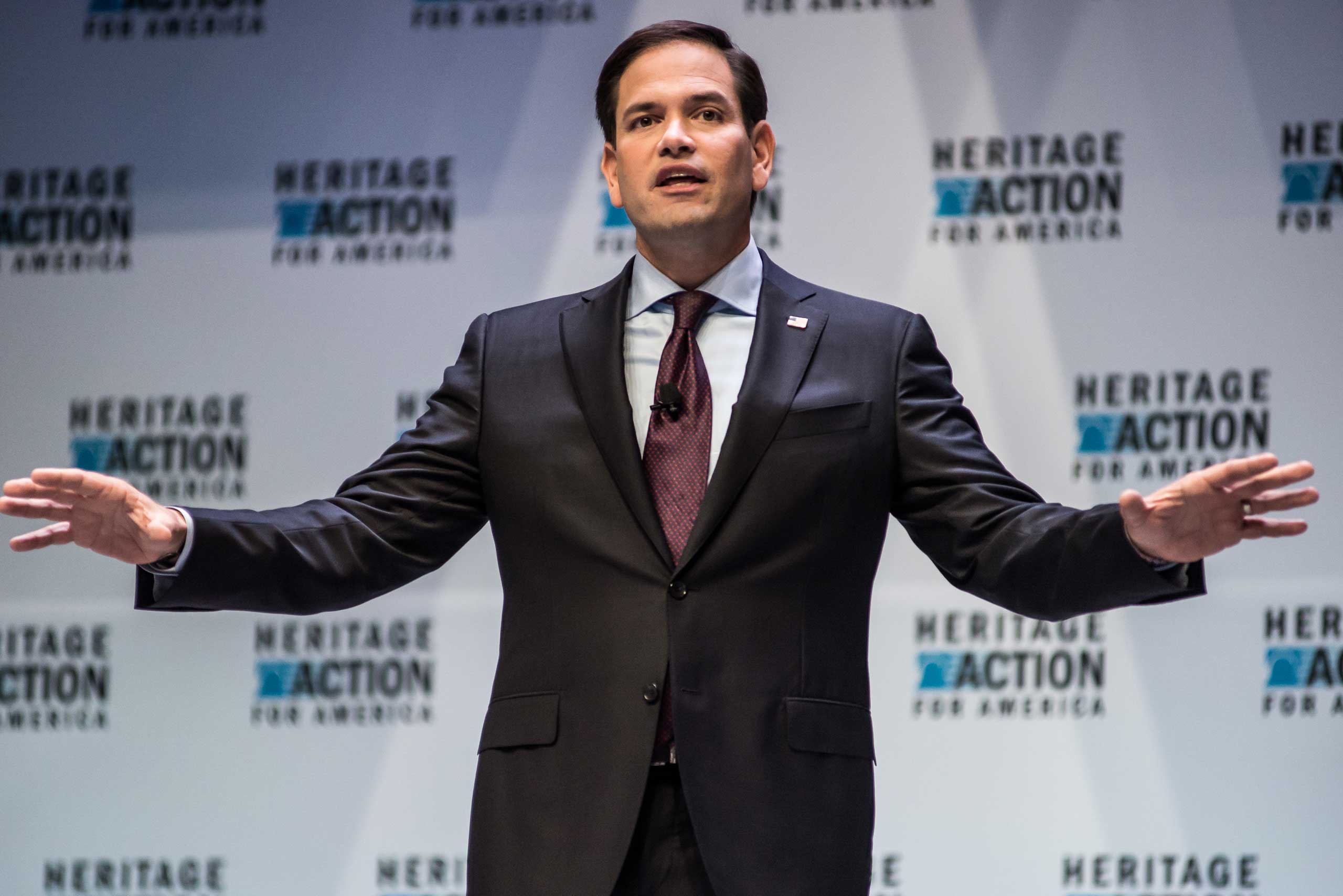 Sen. Marco Rubio  (R-FL) speaks to voters at the Heritage Action Presidential Candidate Forum in Greenville, South Carolina, Sept. 18, 2015 (Sean Rayford—Getty Images)